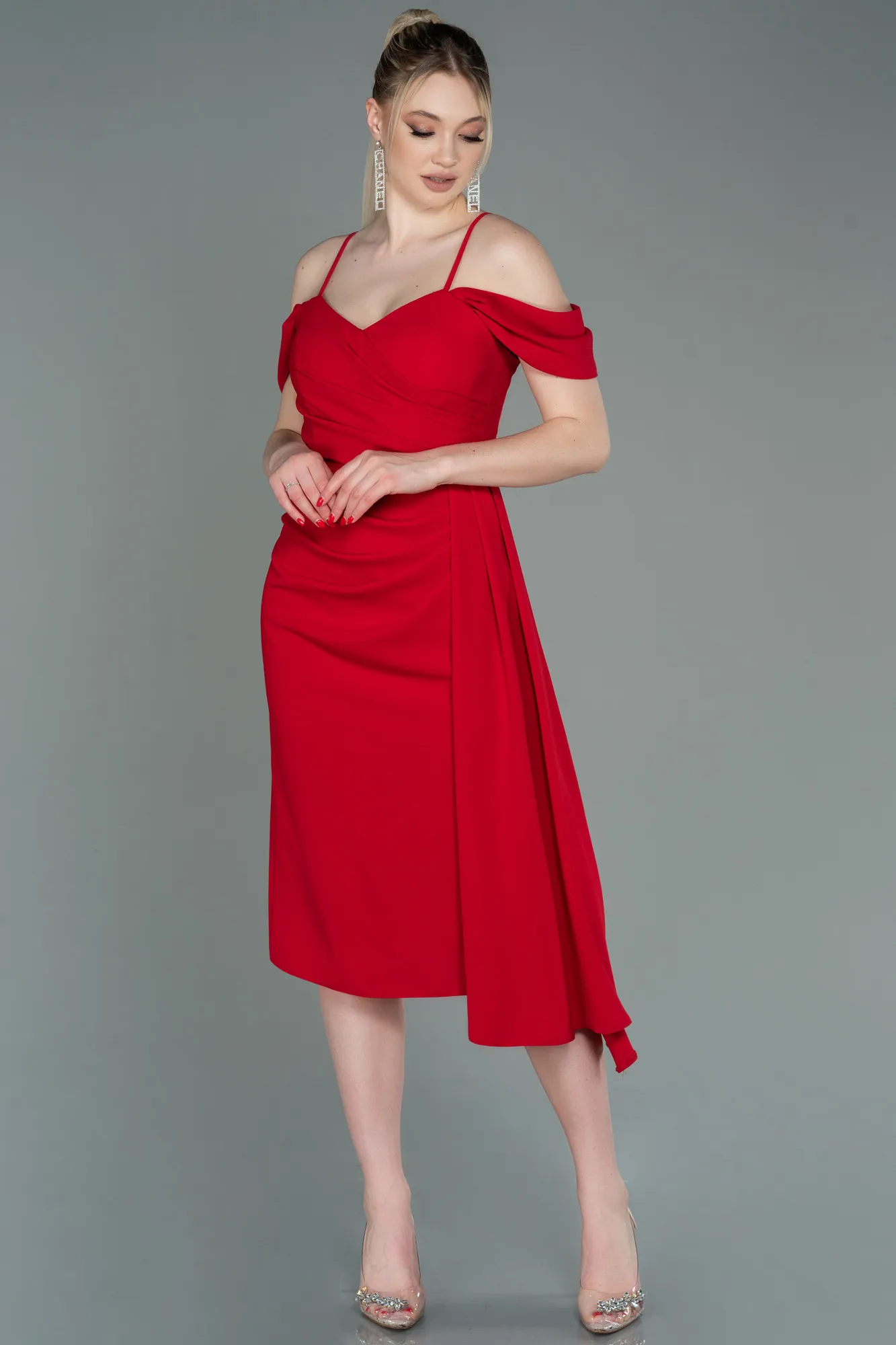 Red-Midi Invitation Dress ABK1750