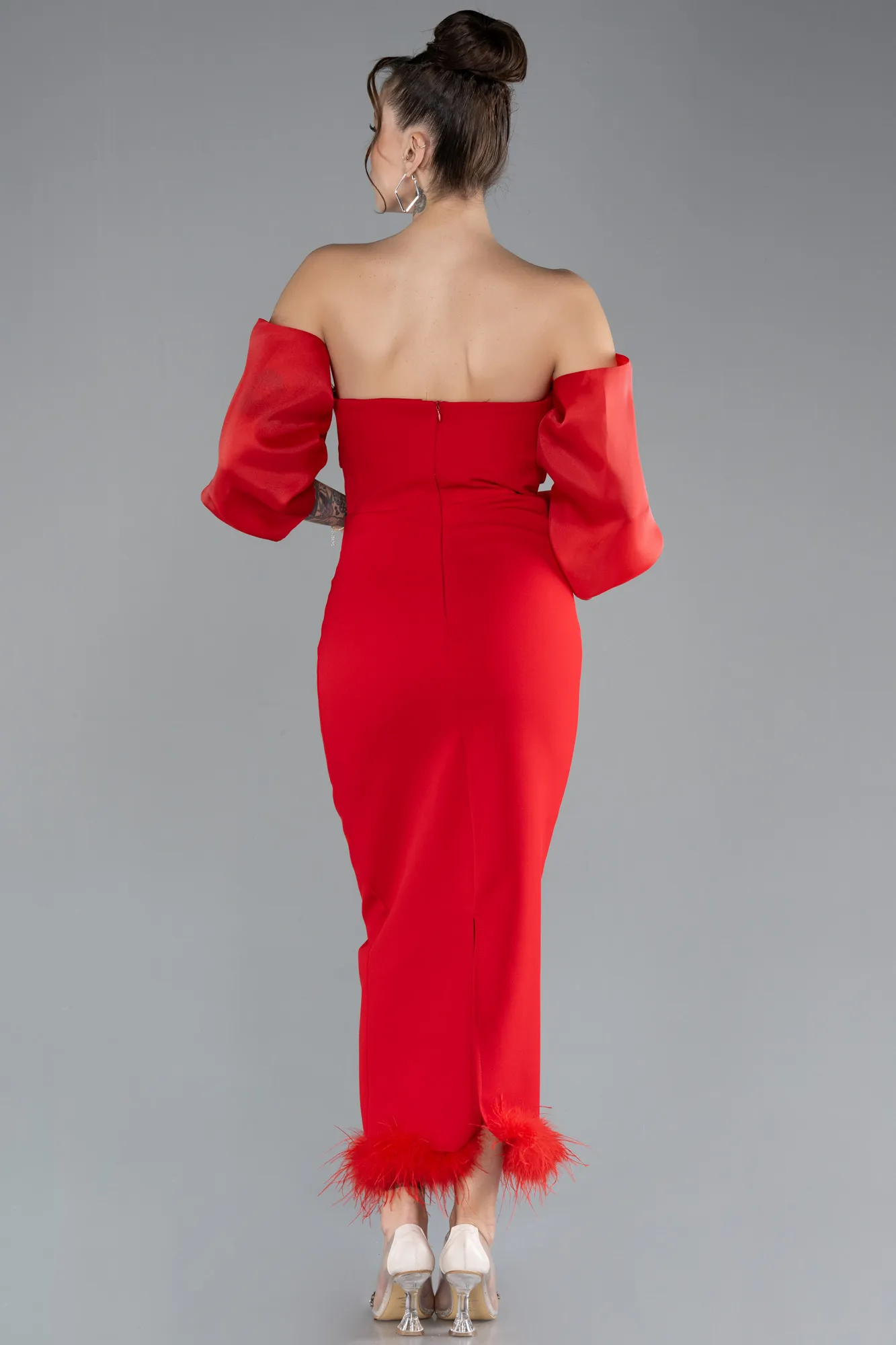 Red-Midi Invitation Dress ABK1796