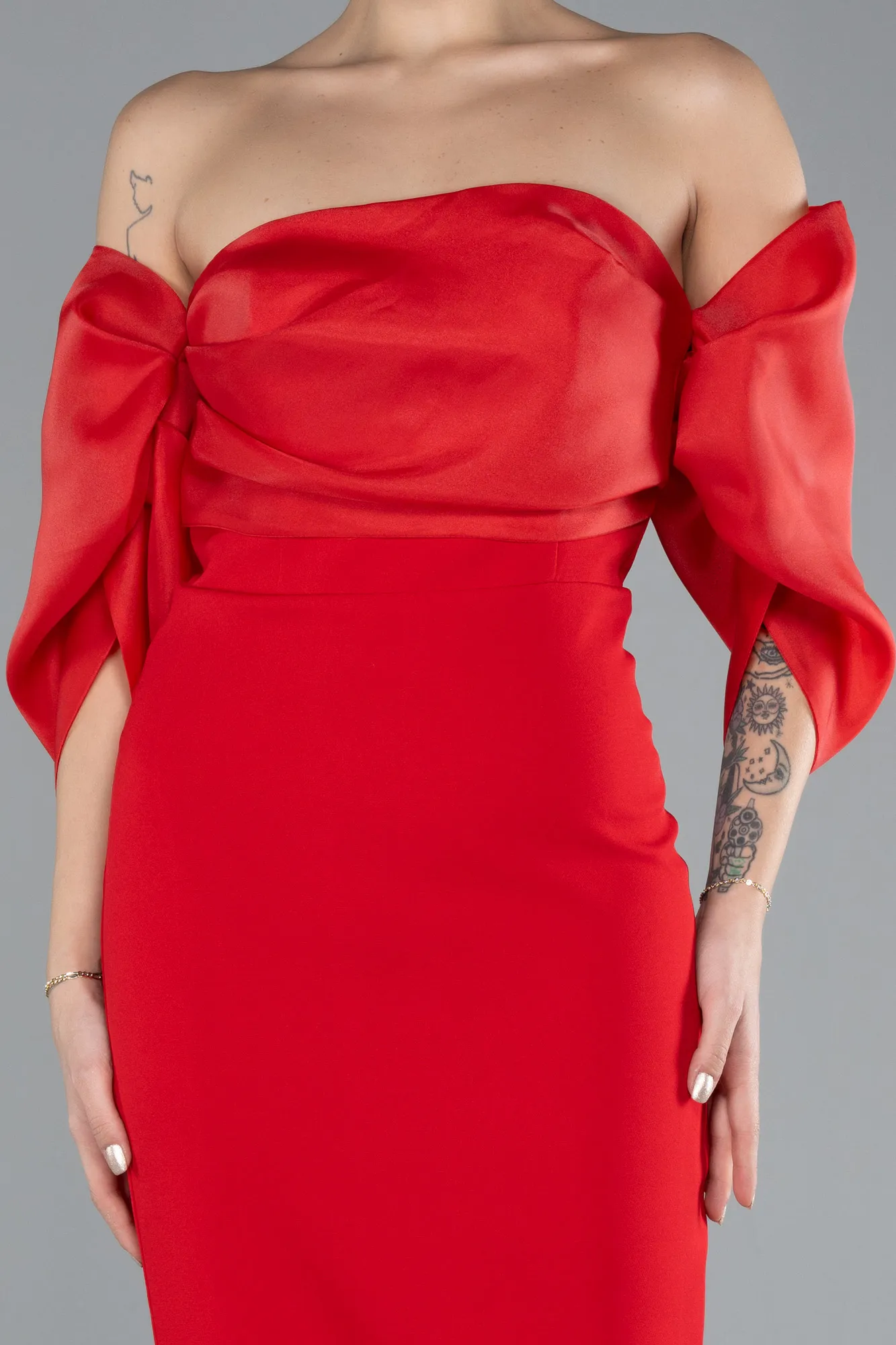 Red-Midi Invitation Dress ABK1796