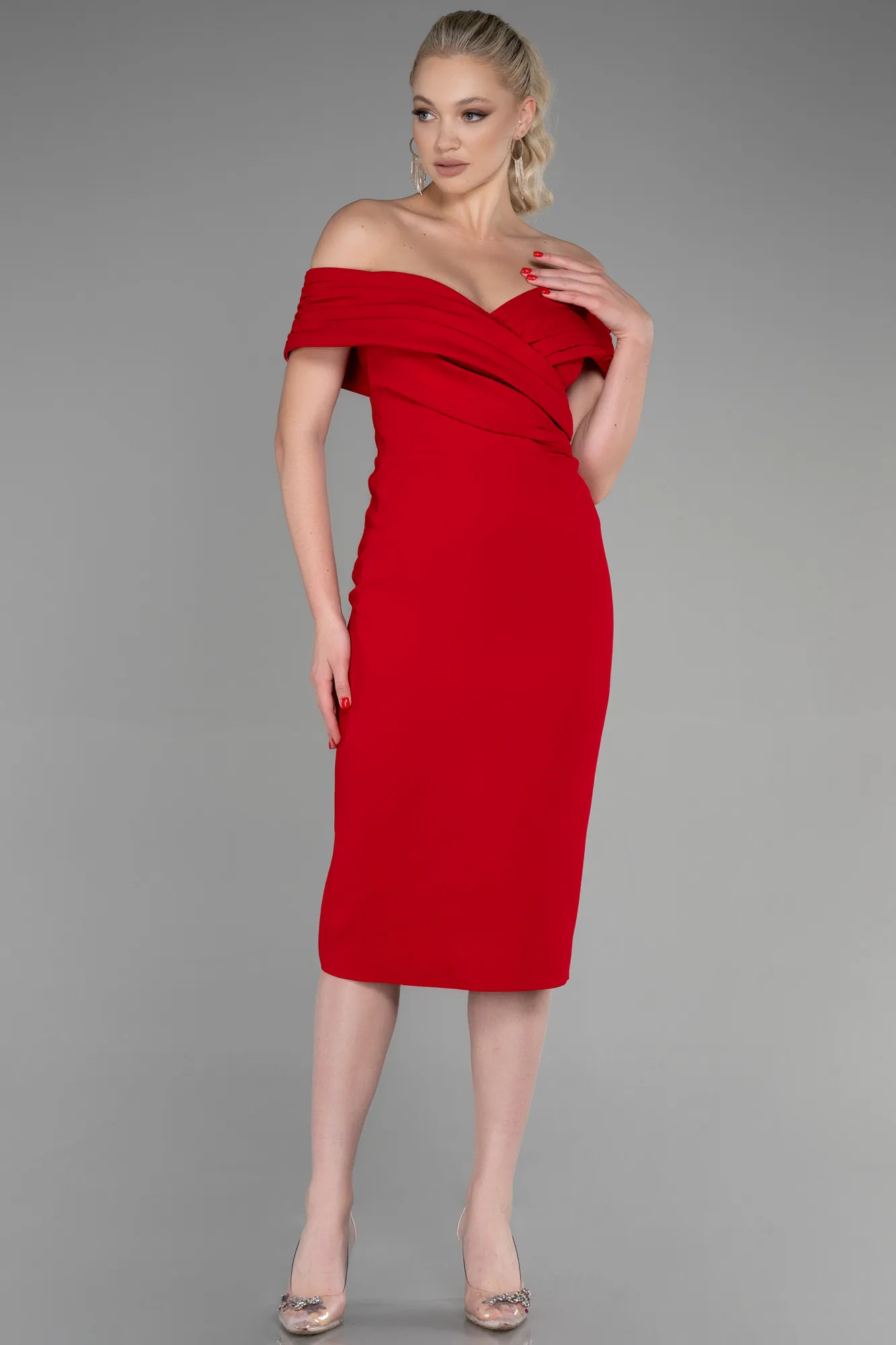 Red-Midi Invitation Dress ABK1902