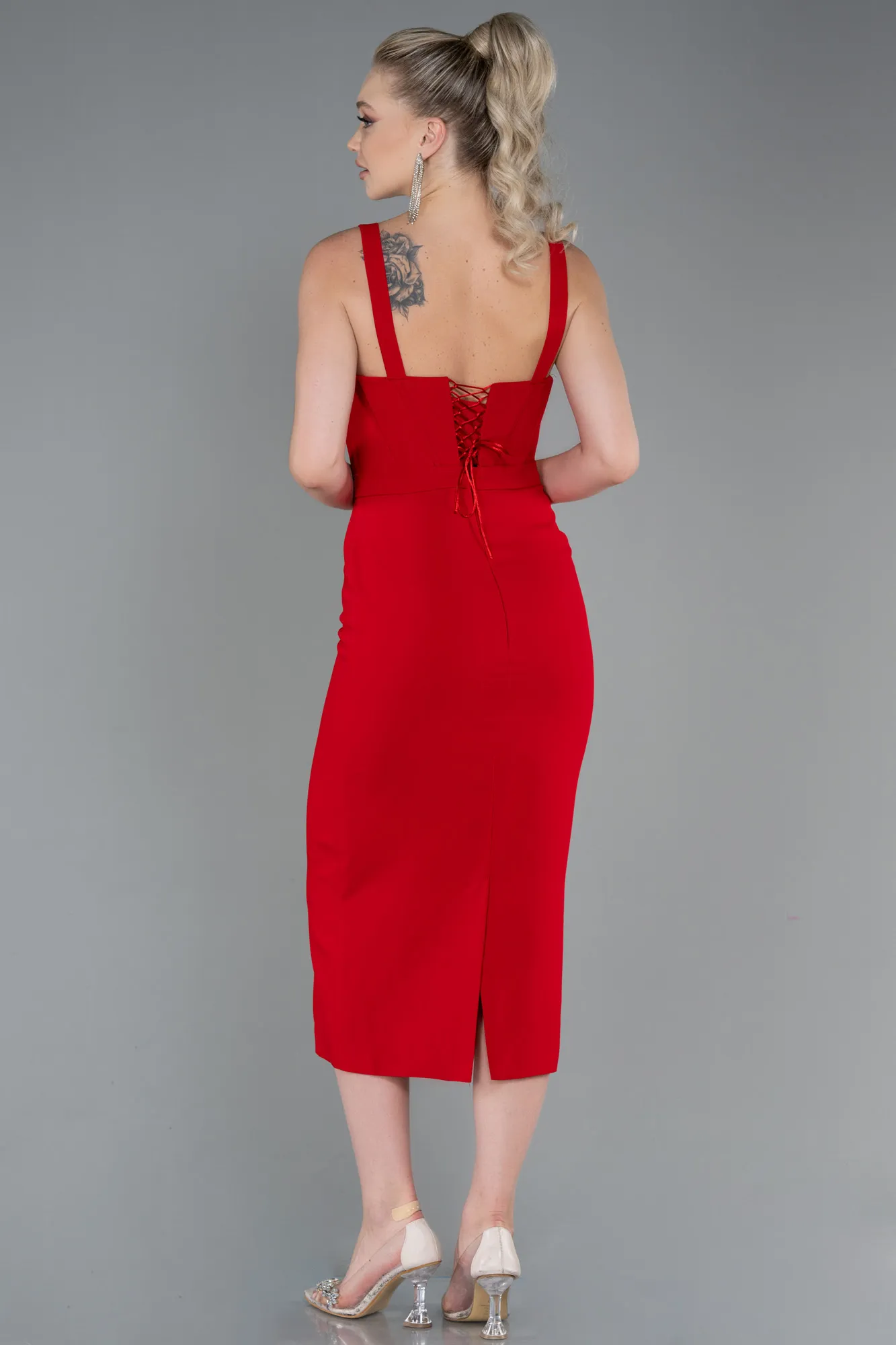 Red-Midi Night Dress ABK1819