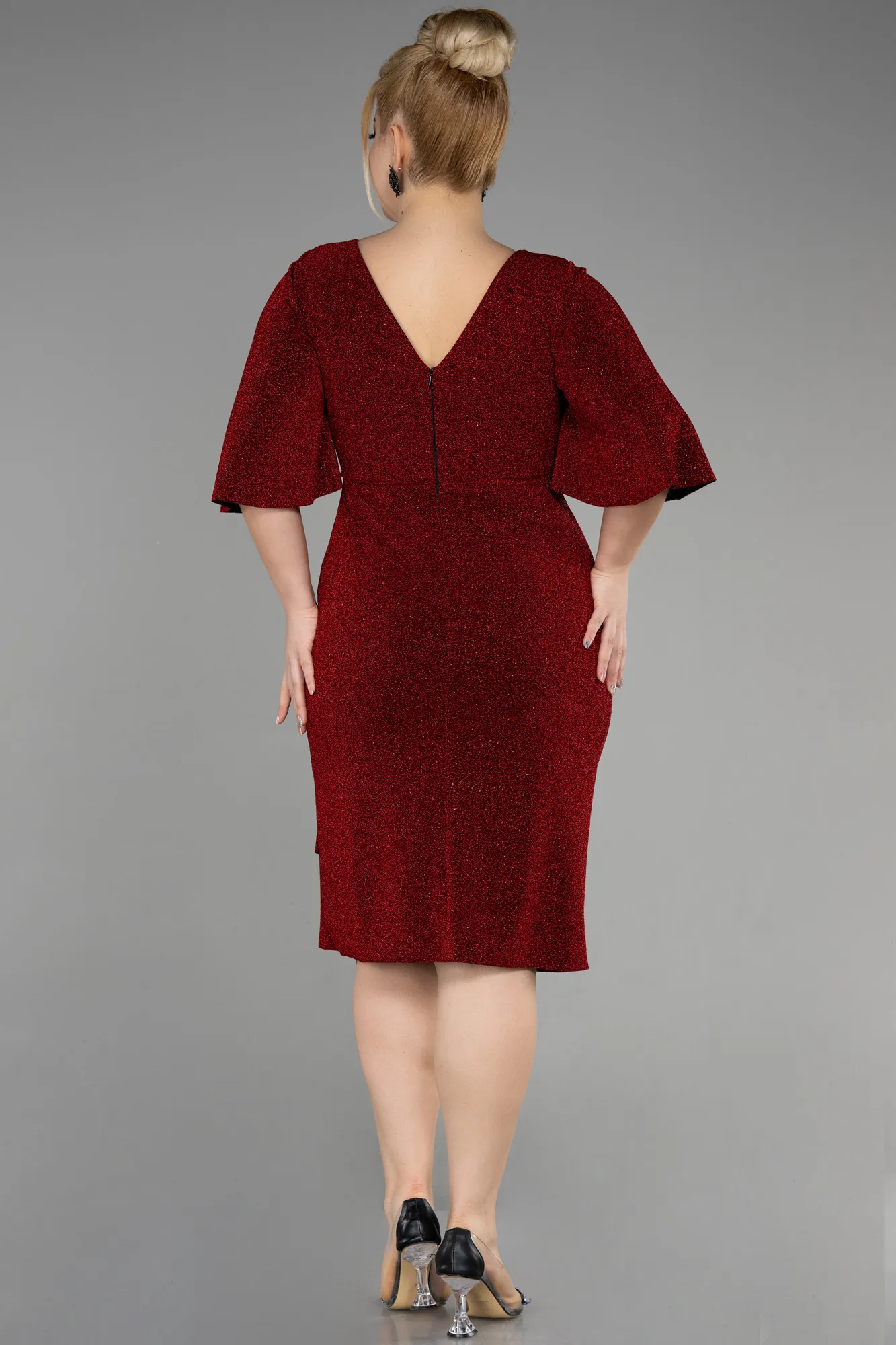 Red-Midi Oversized Evening Dress ABK1625