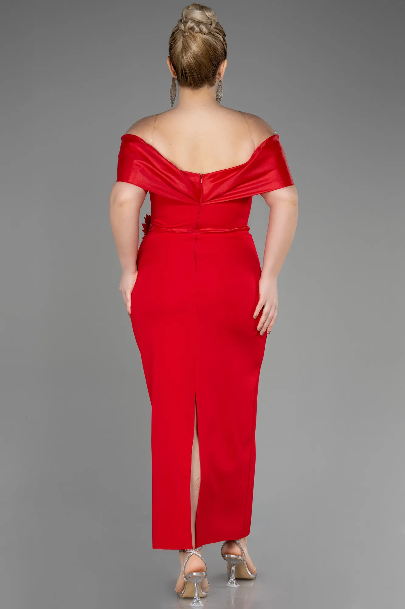 Red-Midi Plus Size Cocktail Dress ABK2015
