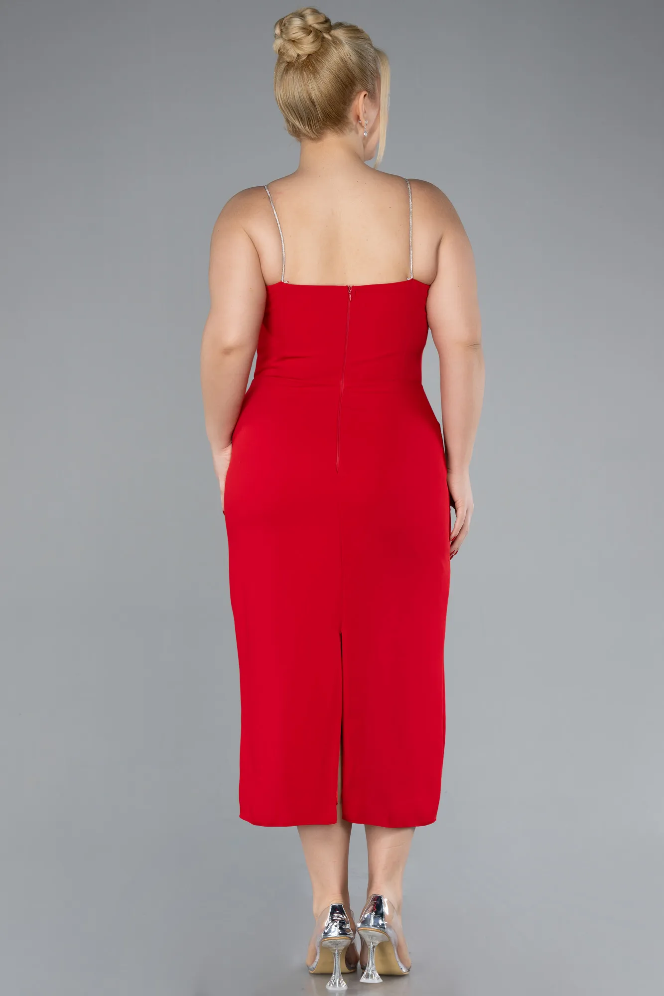 Red-Midi Plus Size Cocktail Dress ABK2178