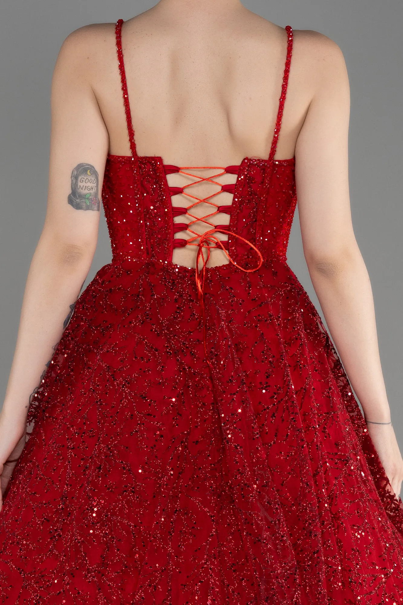 Red-Scaly Long Evening Dress ABU3839