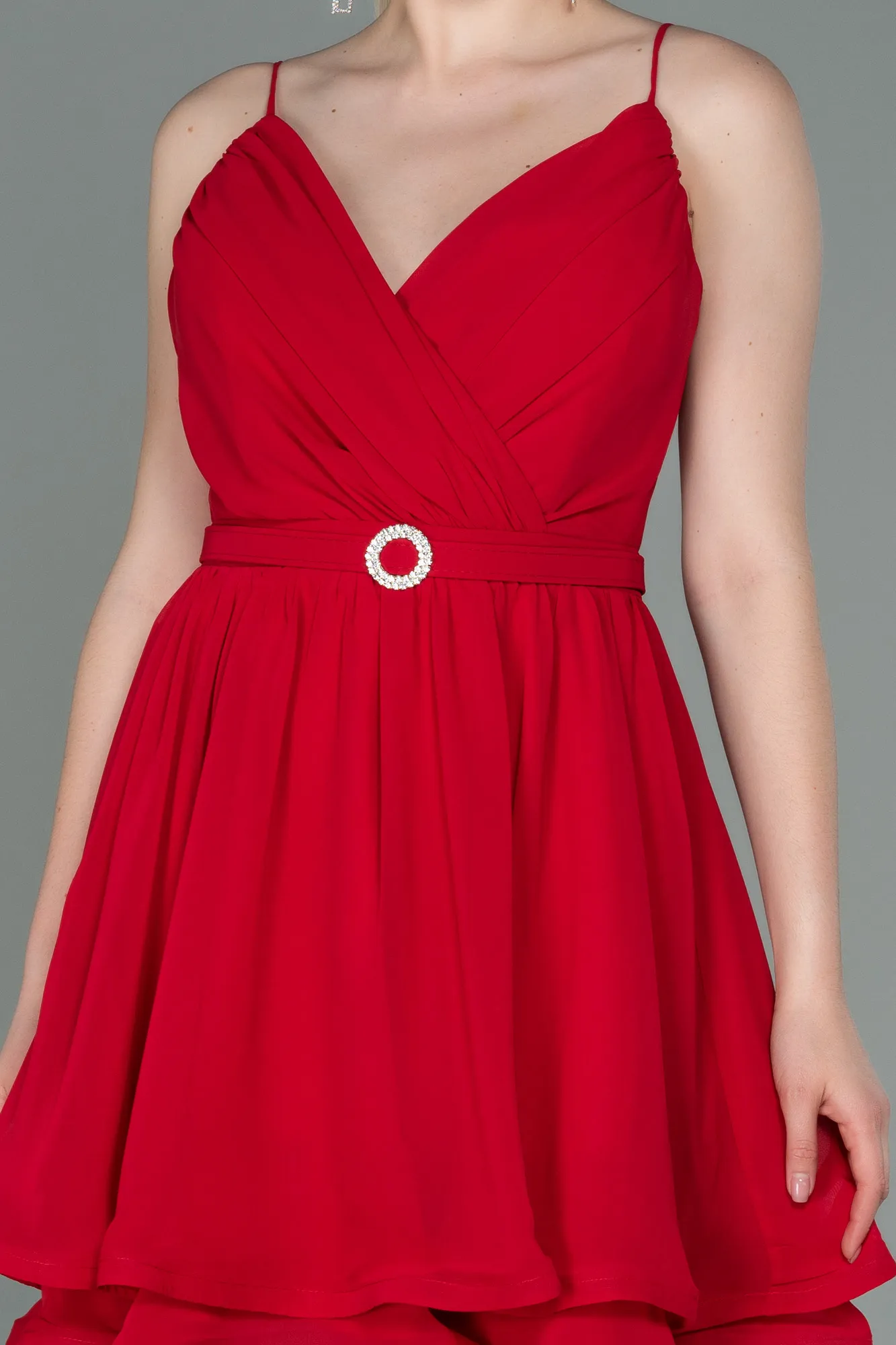 Red-Short Chiffon Evening Dress ABK1787