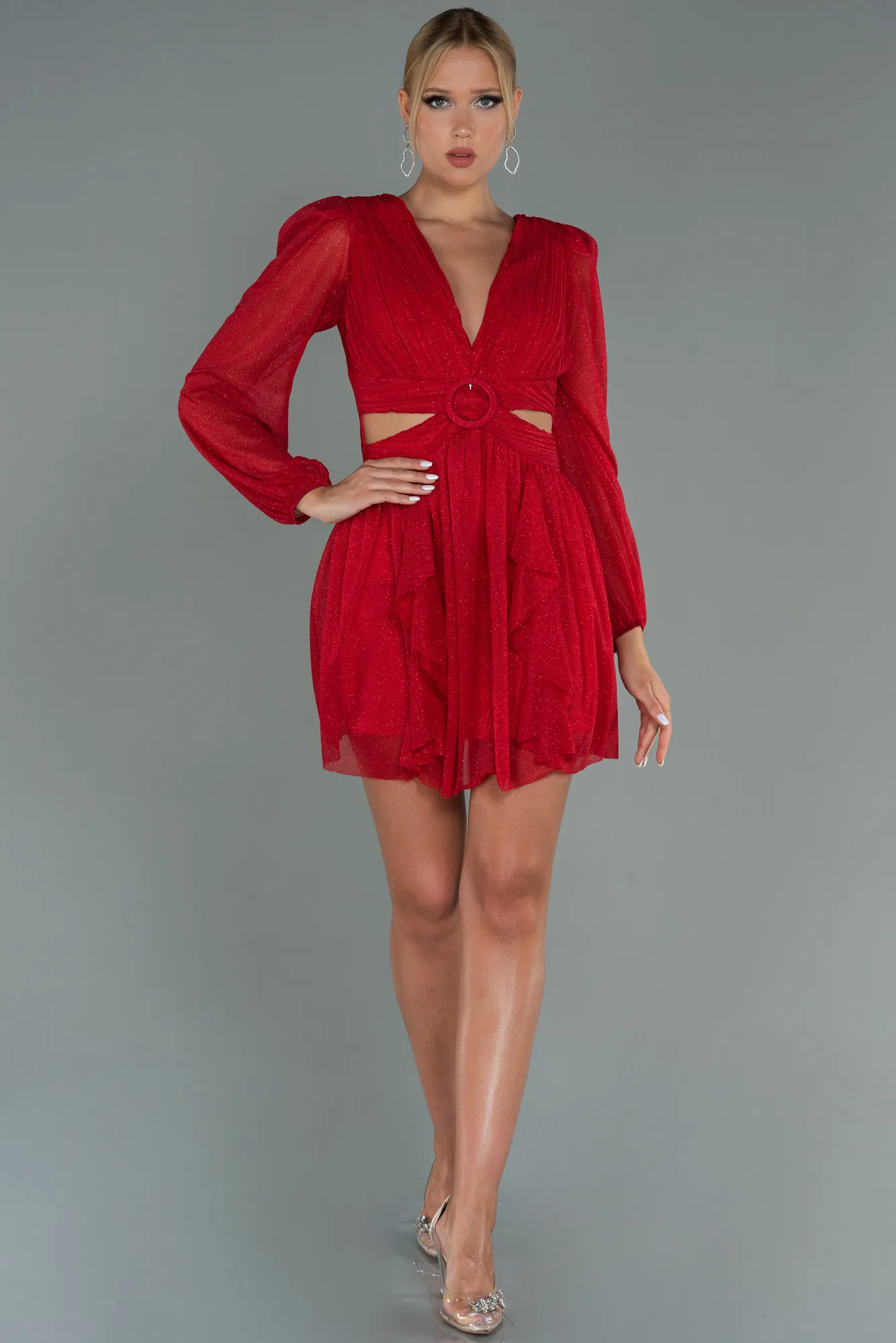 Red-Short Invitation Dress ABK1743