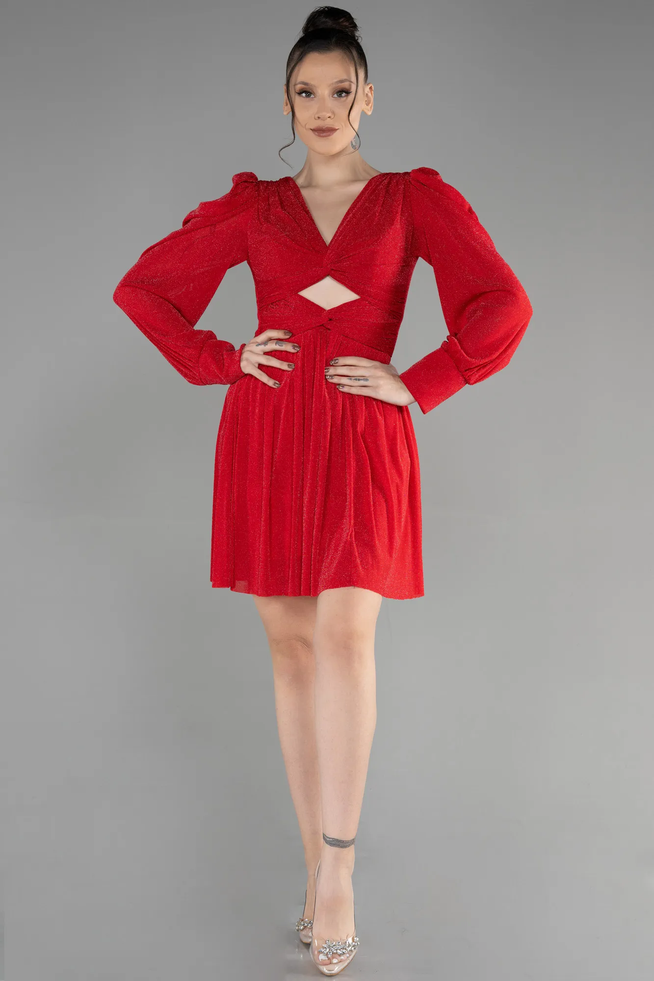 Red-Short Invitation Dress ABK1839