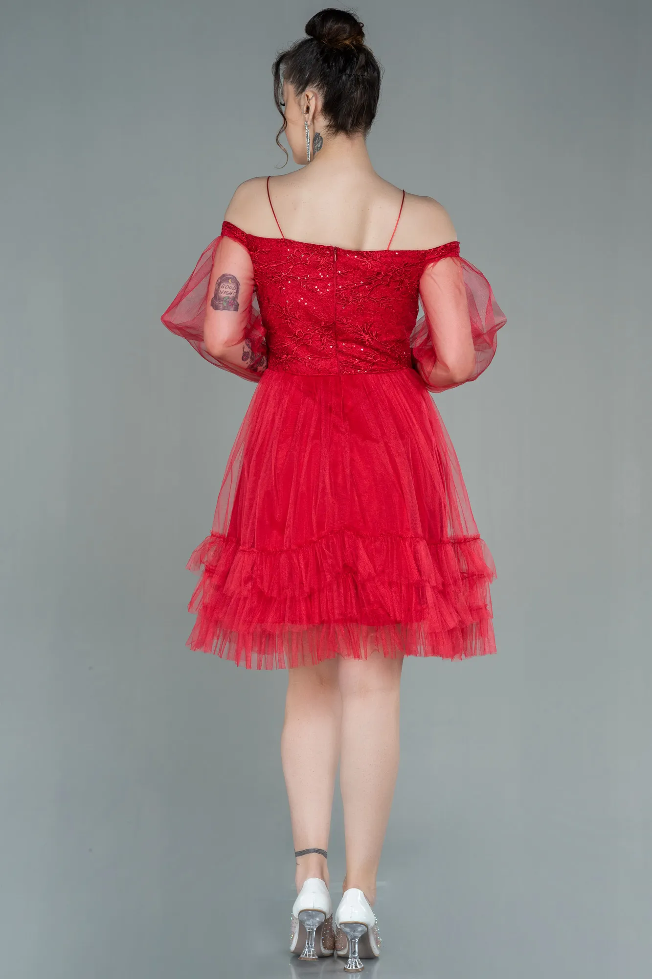 Red-Short Invitation Dress ABK992