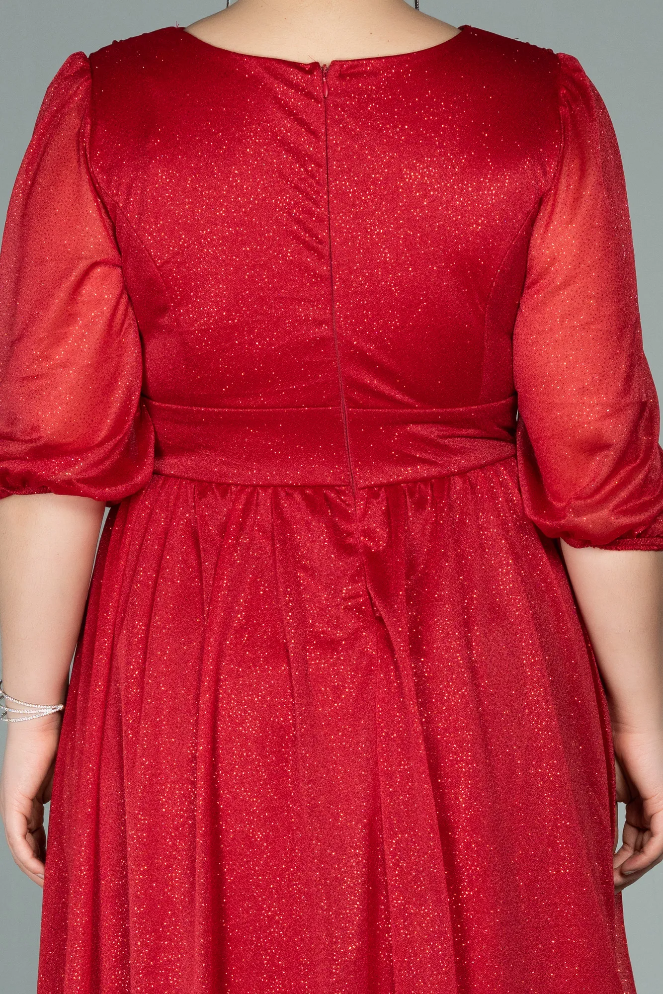 Red-Short Plus Size Evening Dress ABK1098