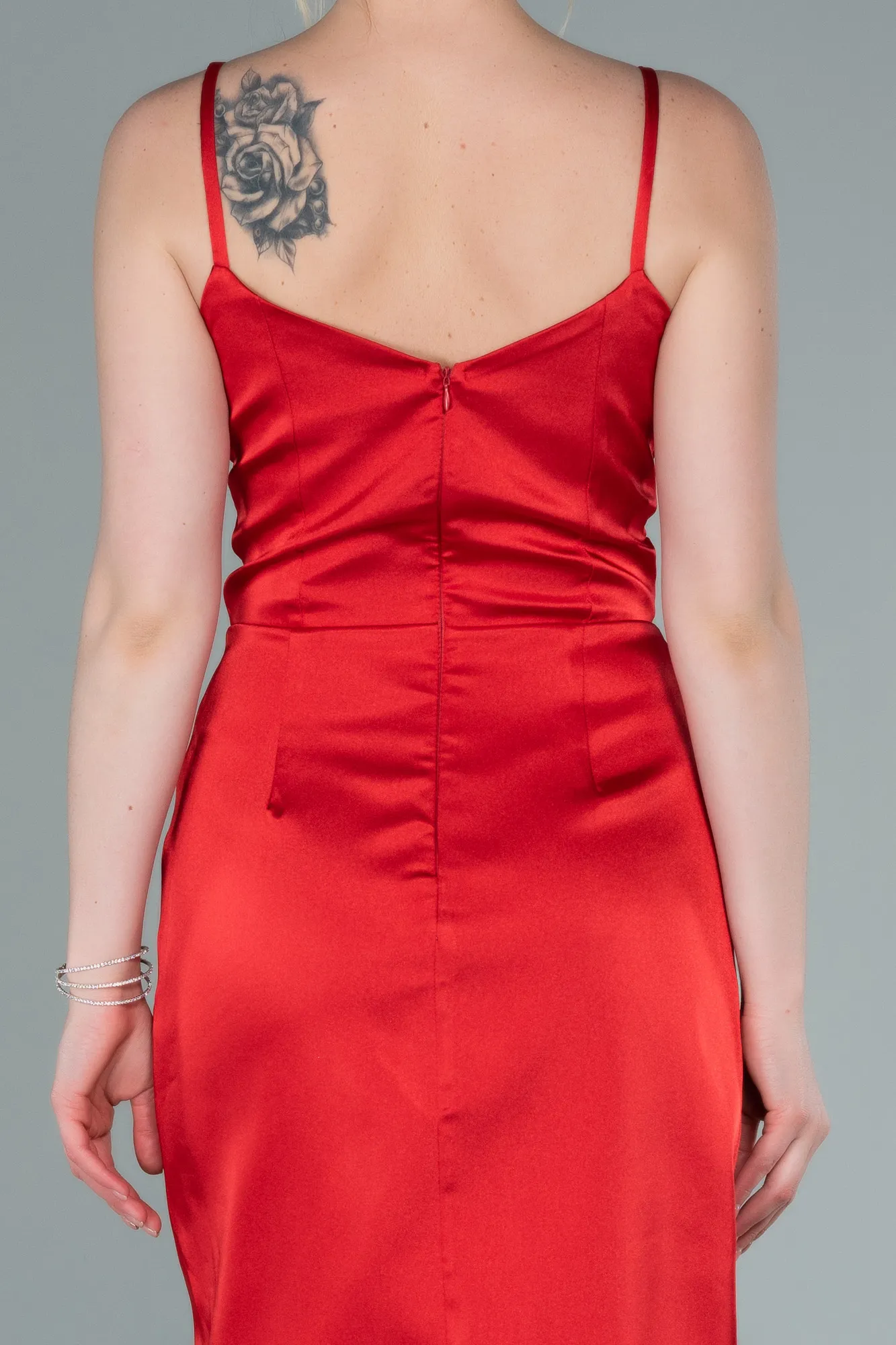Red-Short Satin Invitation Dress ABK1081
