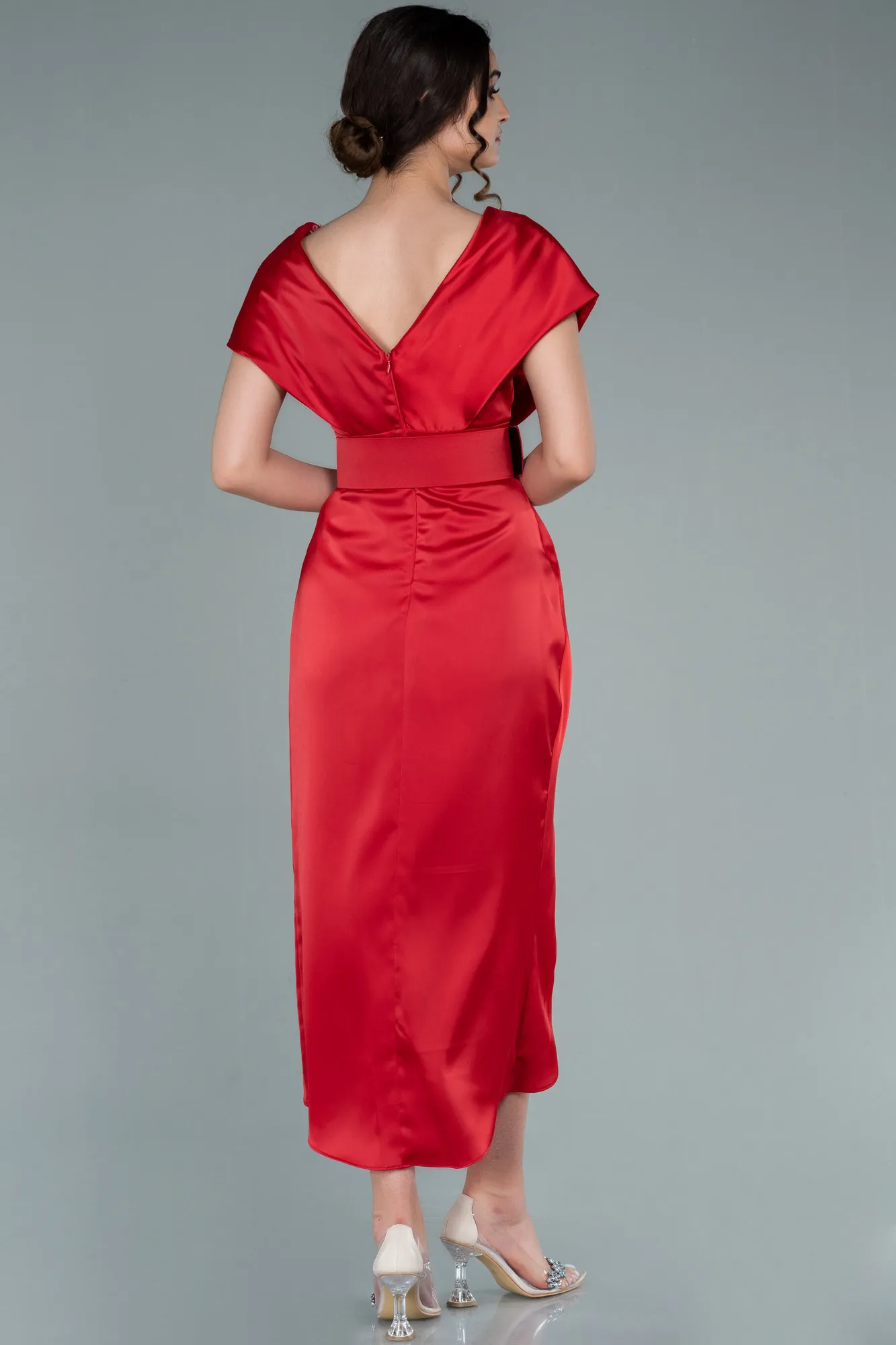 Red-Short Satin Invitation Dress ABK1107
