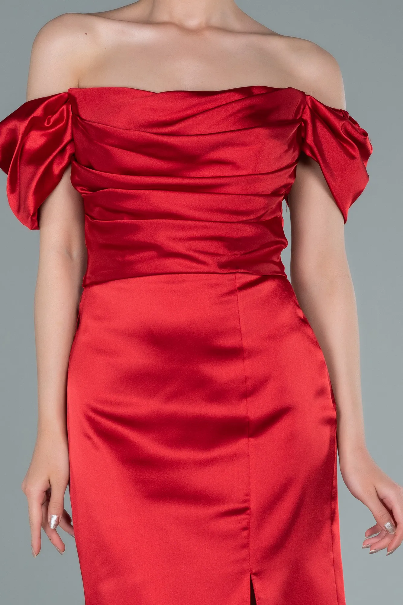 Red-Short Satin Invitation Dress ABK1394