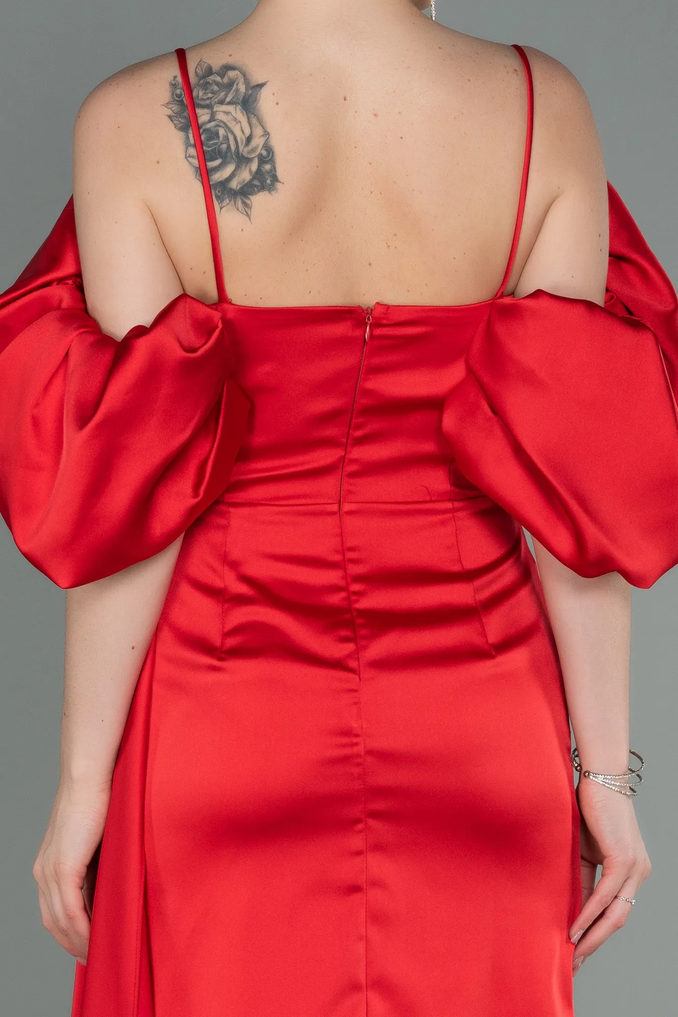 Red-Short Satin Invitation Dress ABK1773