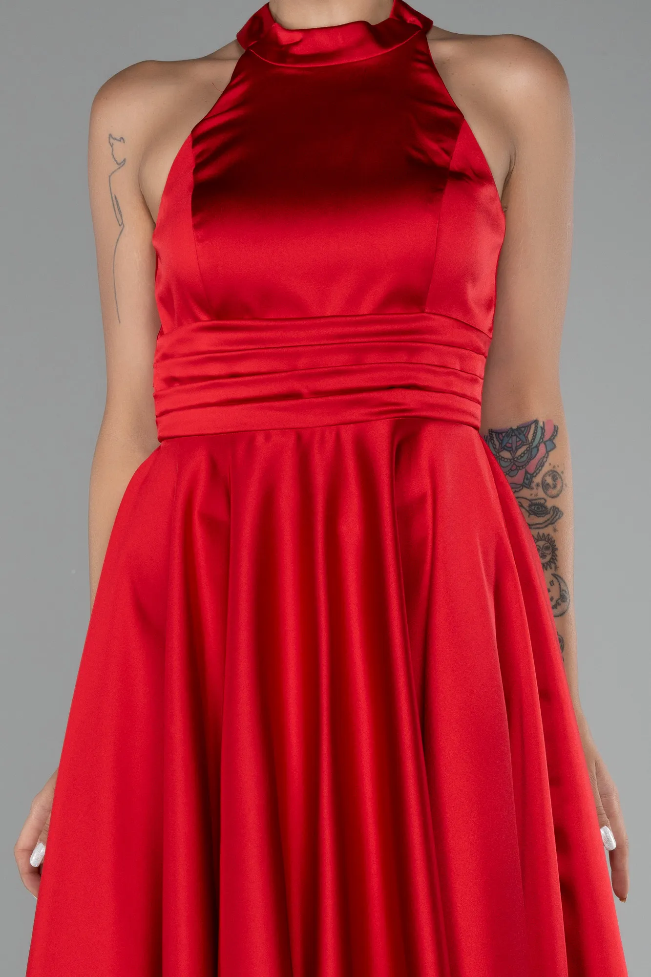 Red-Short Satin Party Dress ABK2112