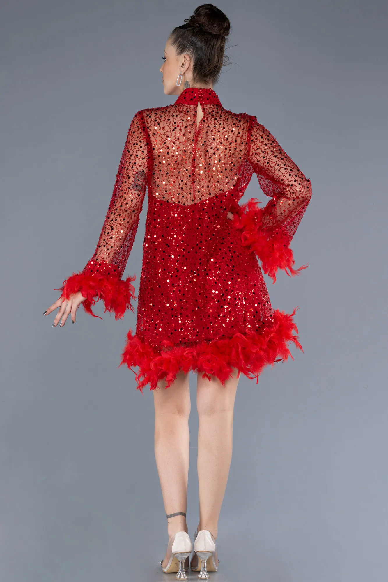 Red-Short Scaly Cocktail Dress ABK2202