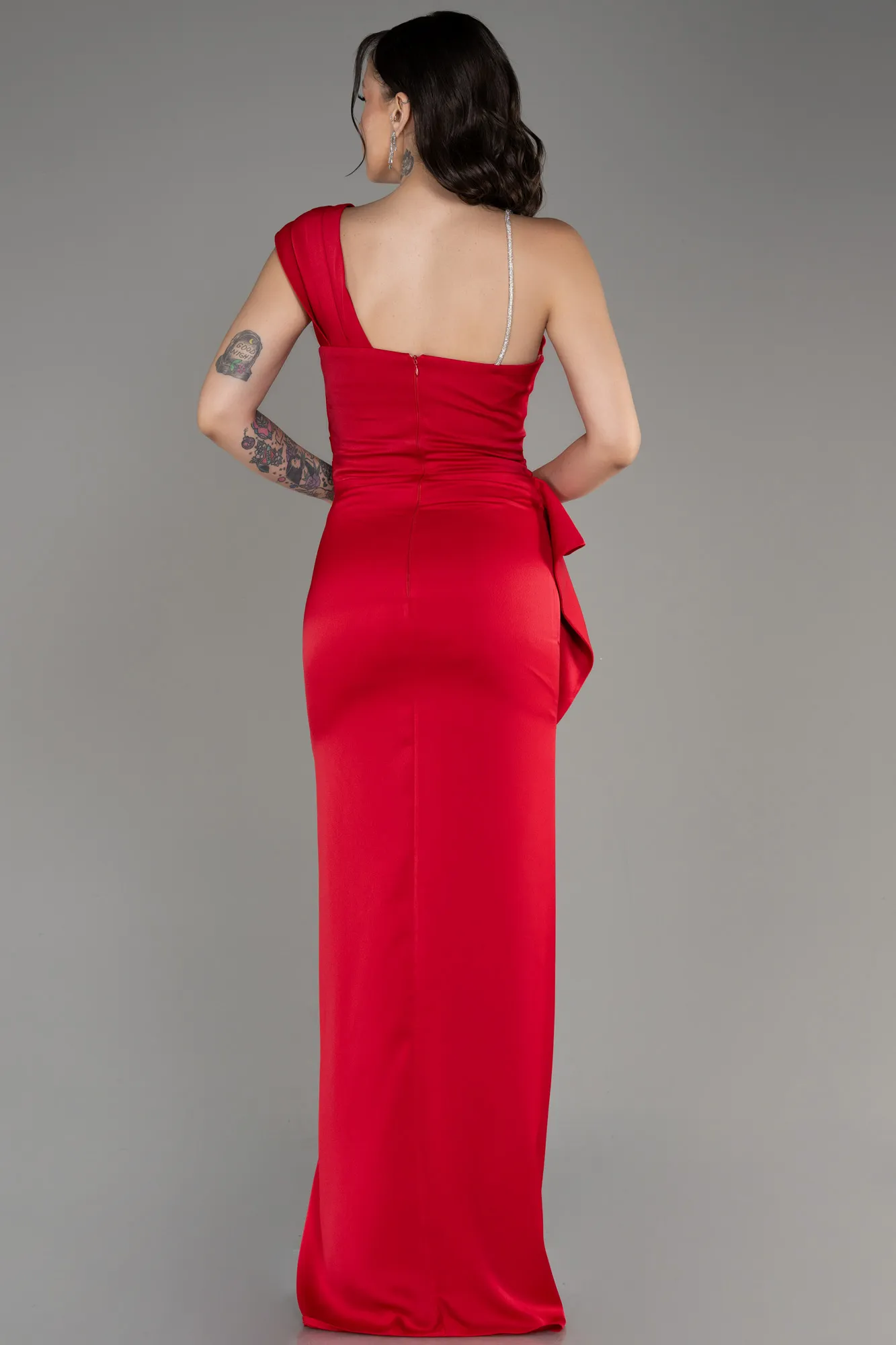 Red-Slit Long Satin Evening Dress ABU4014