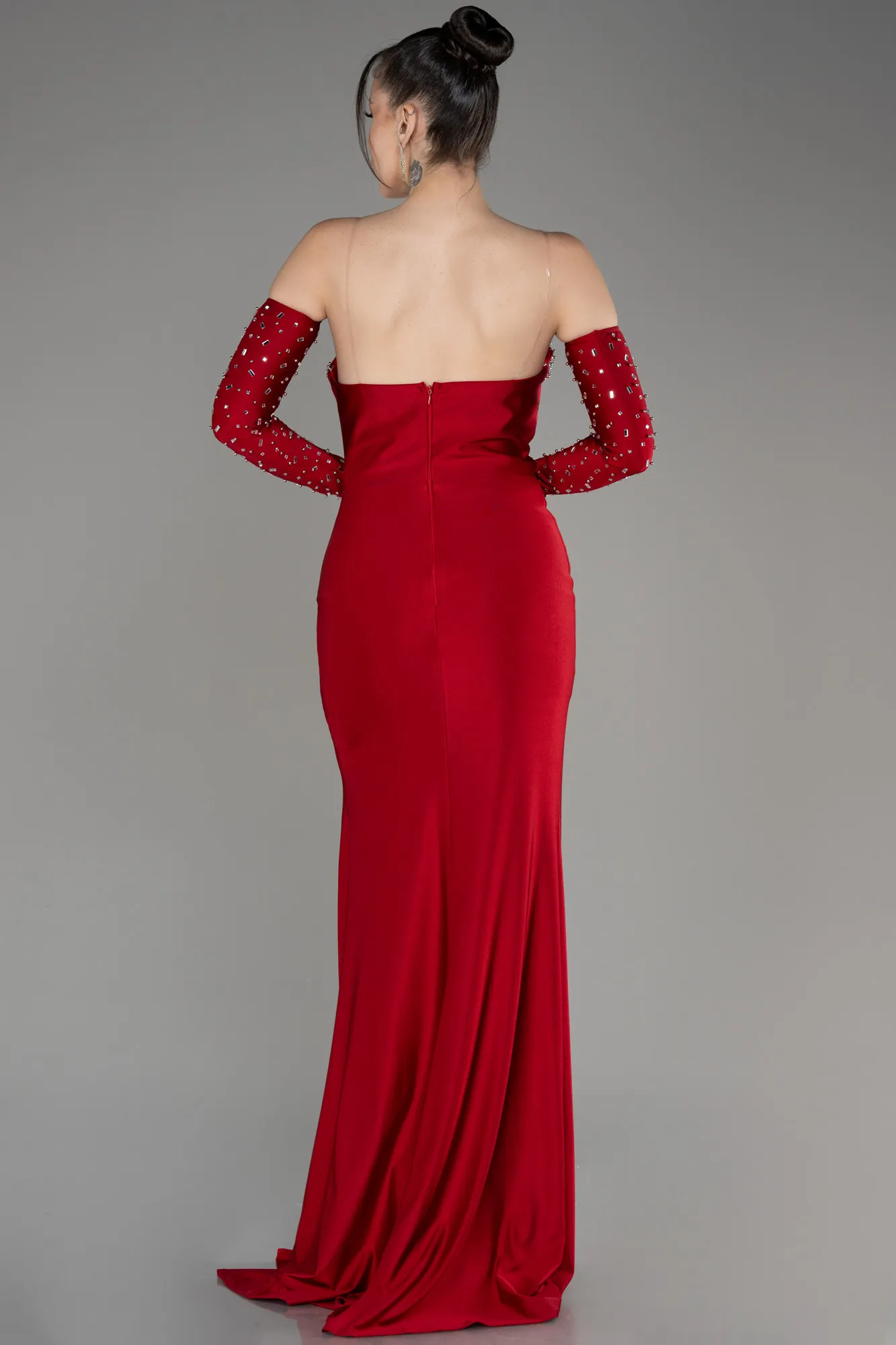 Red-Strapless Long Evening Dress ABU3824
