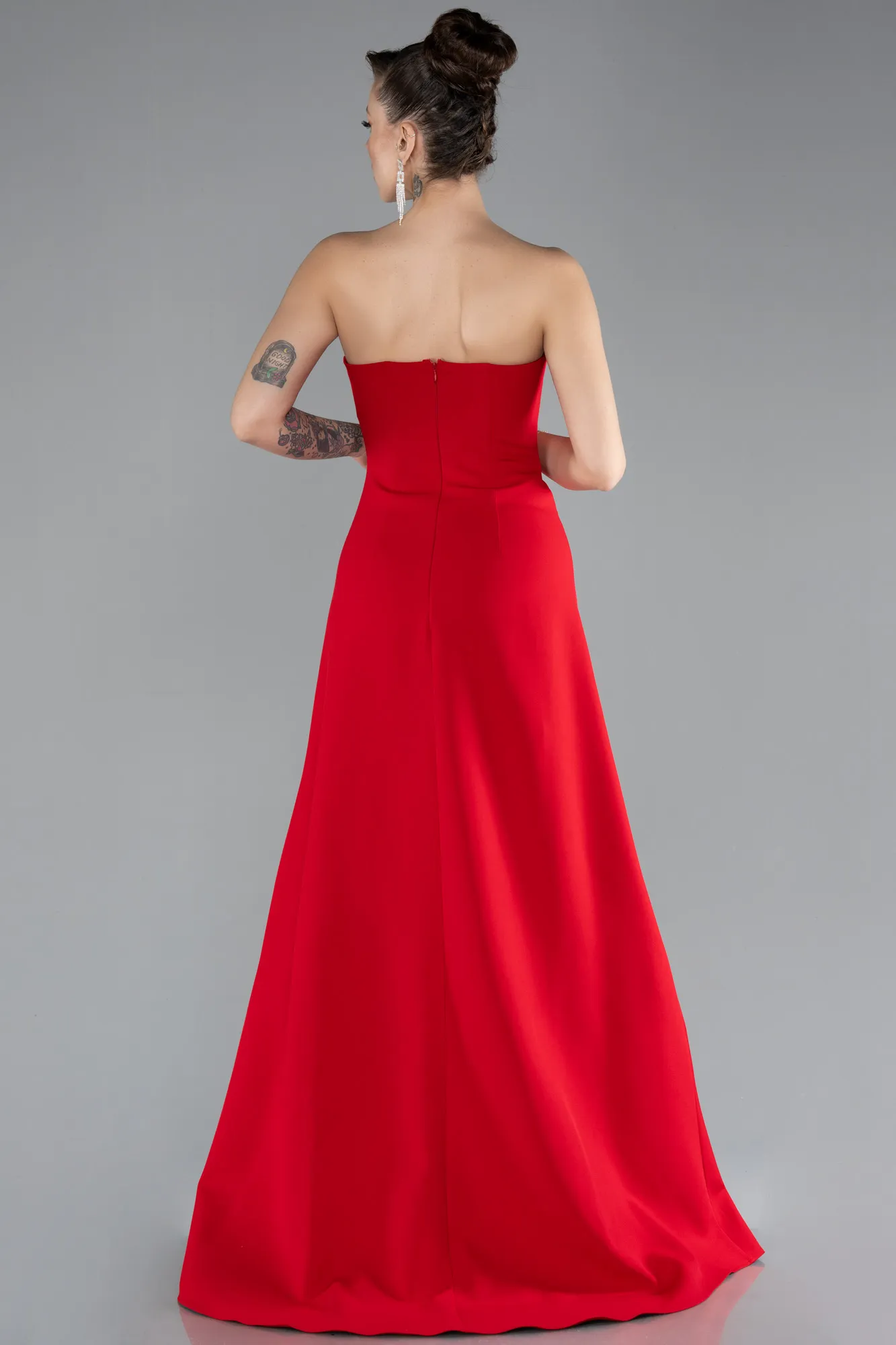 Red-Strapless Slit Long Evening Gown ABU4510