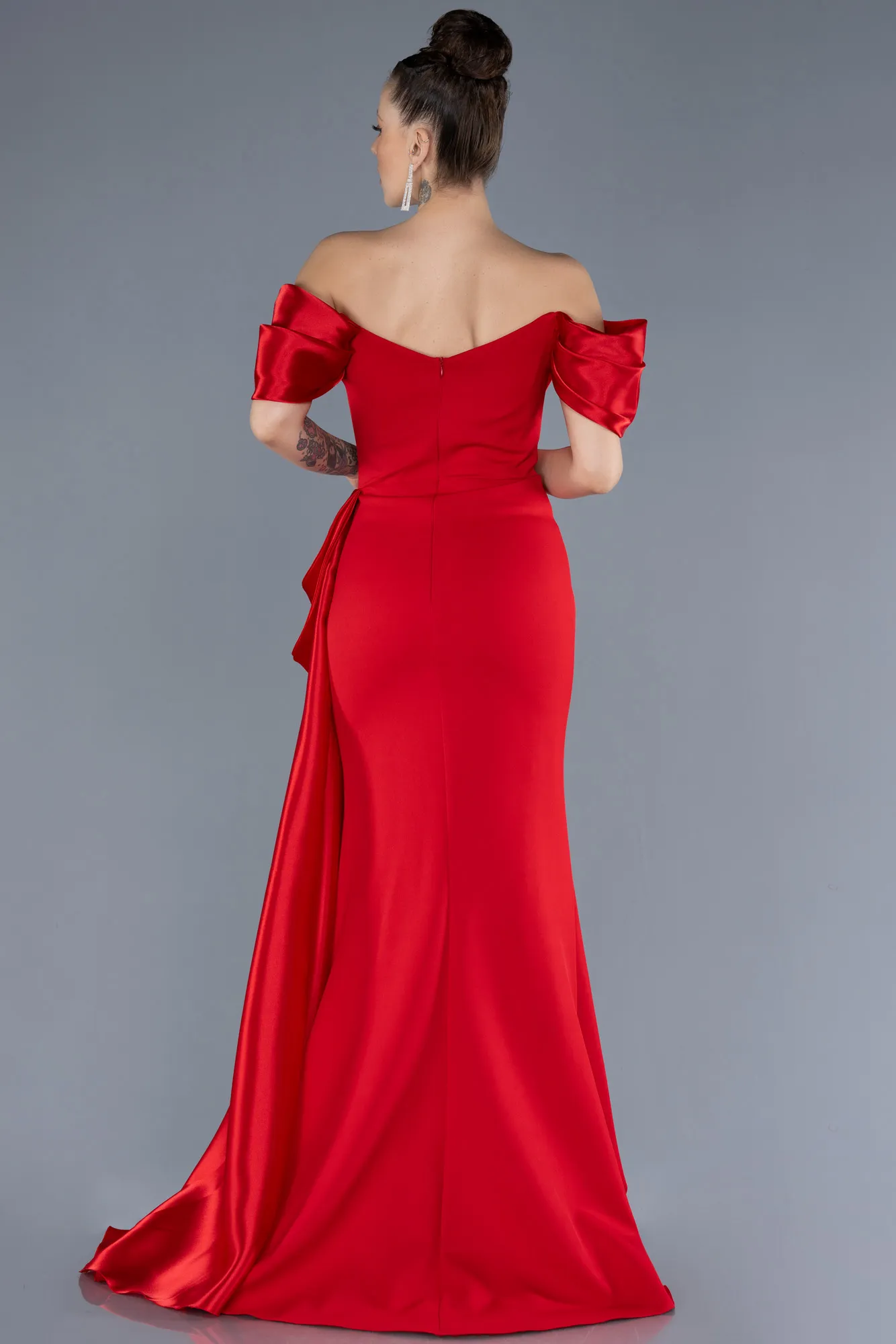 Red-Strapless Slit Long Evening Gown ABU4562