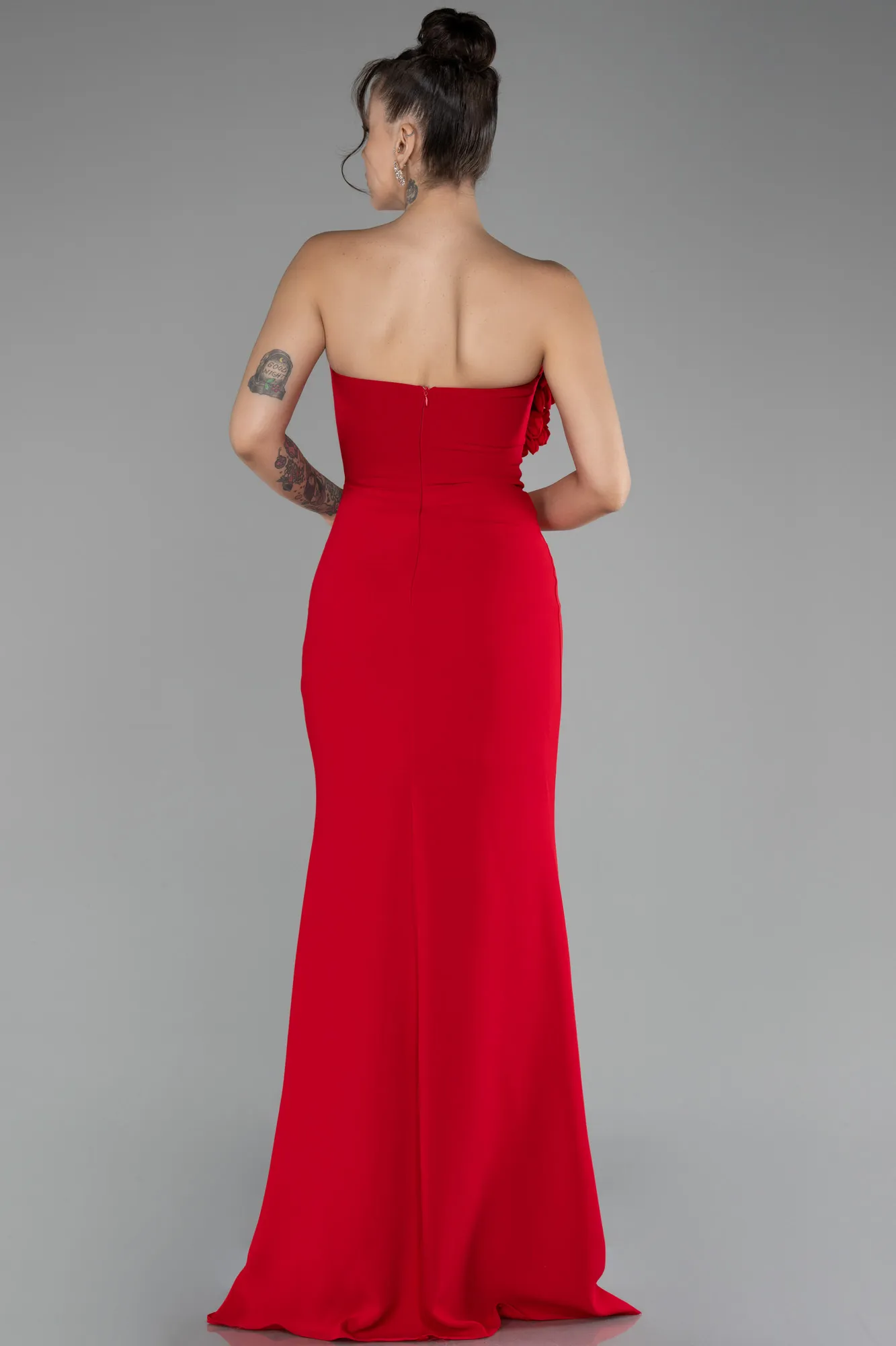 Red-Strapless Slit Long Prom Gown ABU4213