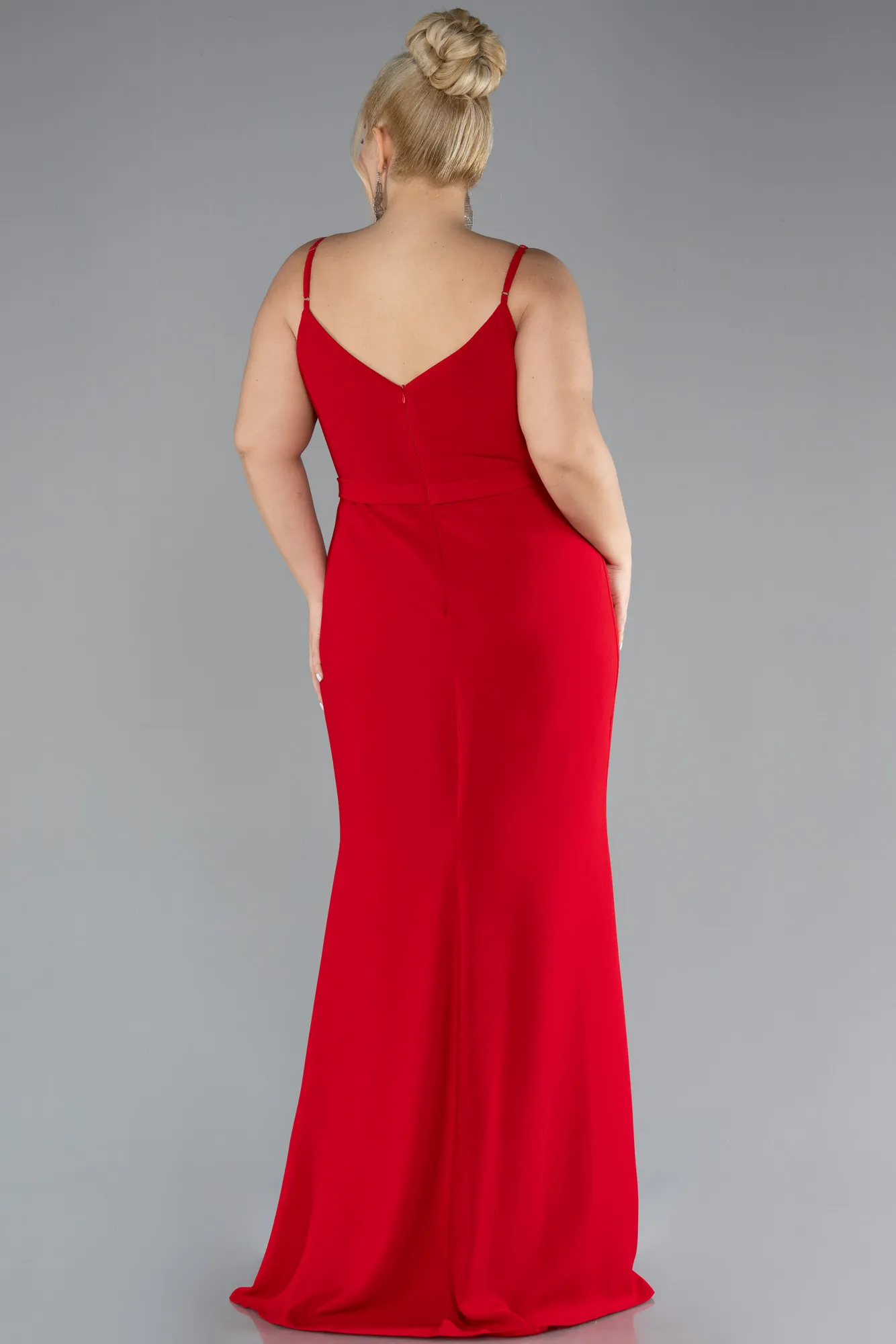 Red-Straps Long Plus Size Evening Gown ABU4300