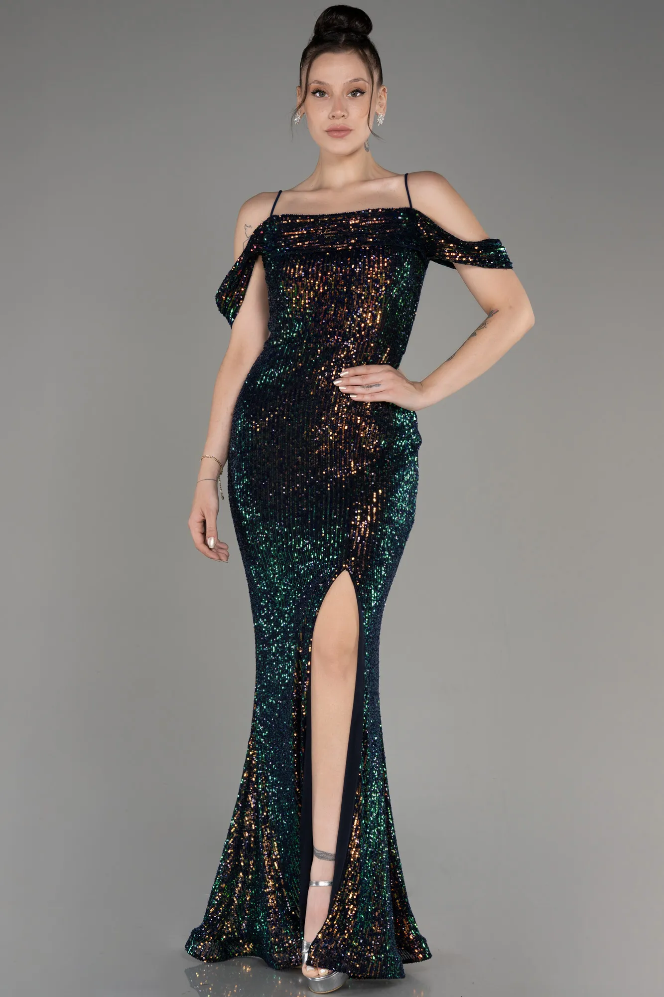 Rinser-Slit Long Scaly Mermaid Prom Dress ABU3967