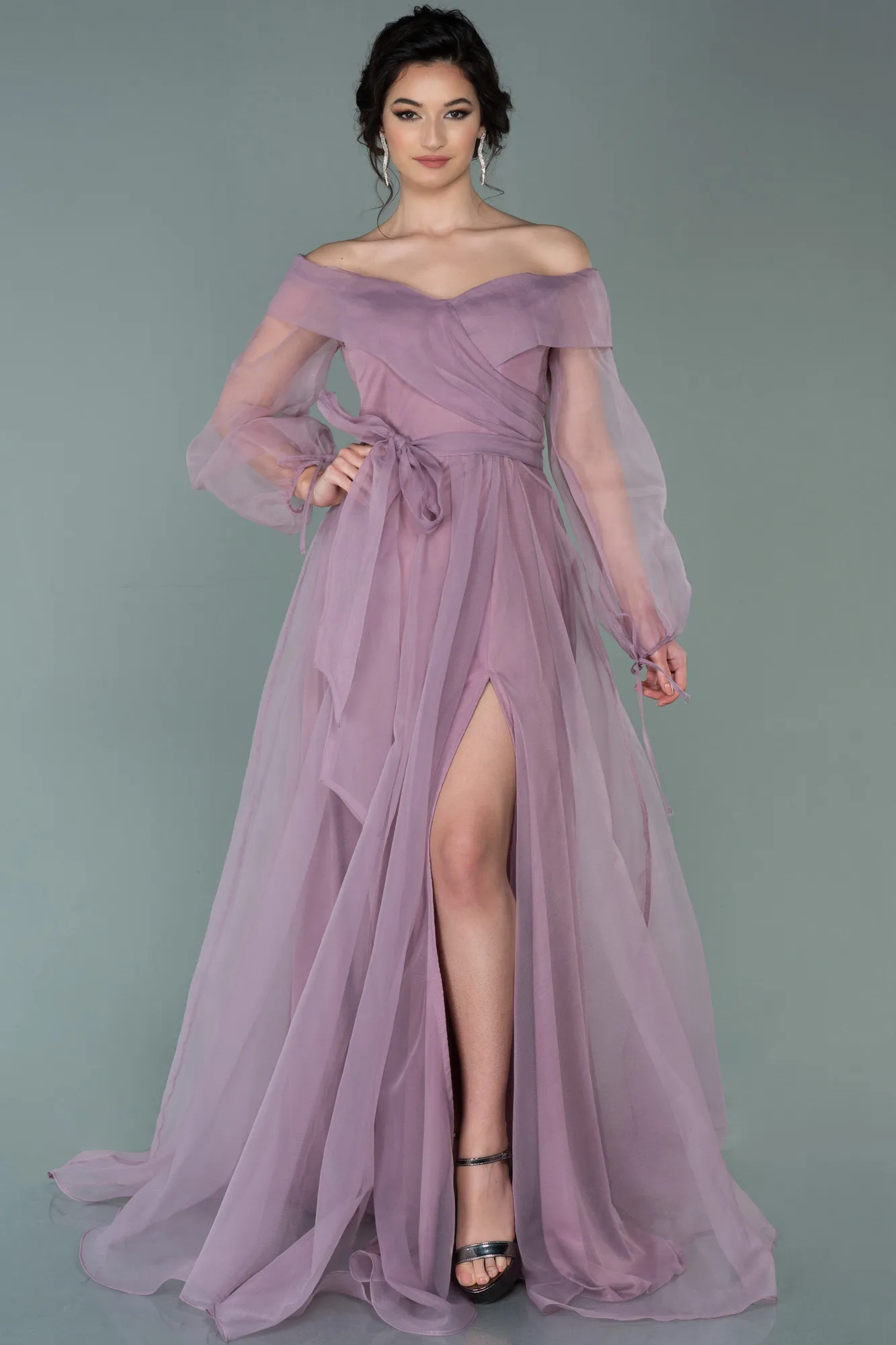 Rose Colored-Long Engagement Dress ABU1468