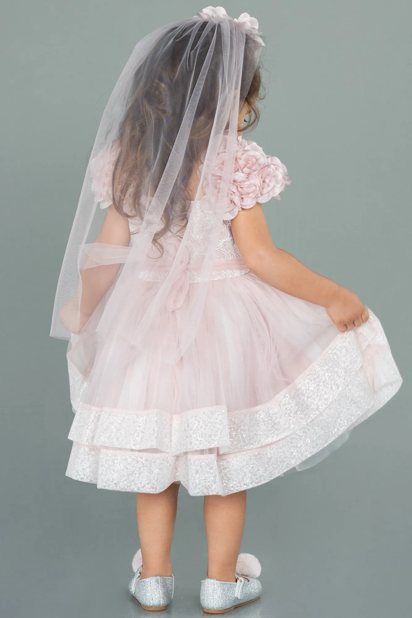 Rose Colored-Long Girl Dress ABU1250