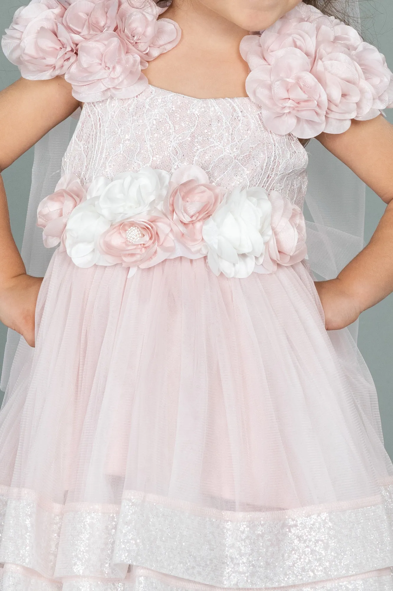 Rose Colored-Long Girl Dress ABU1250