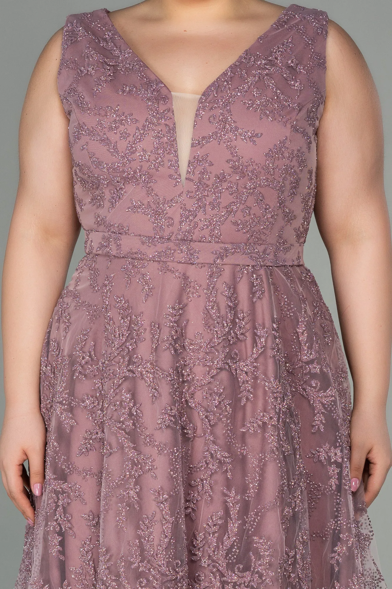 Rose Colored-Long Plus Size Evening Dress ABU2537
