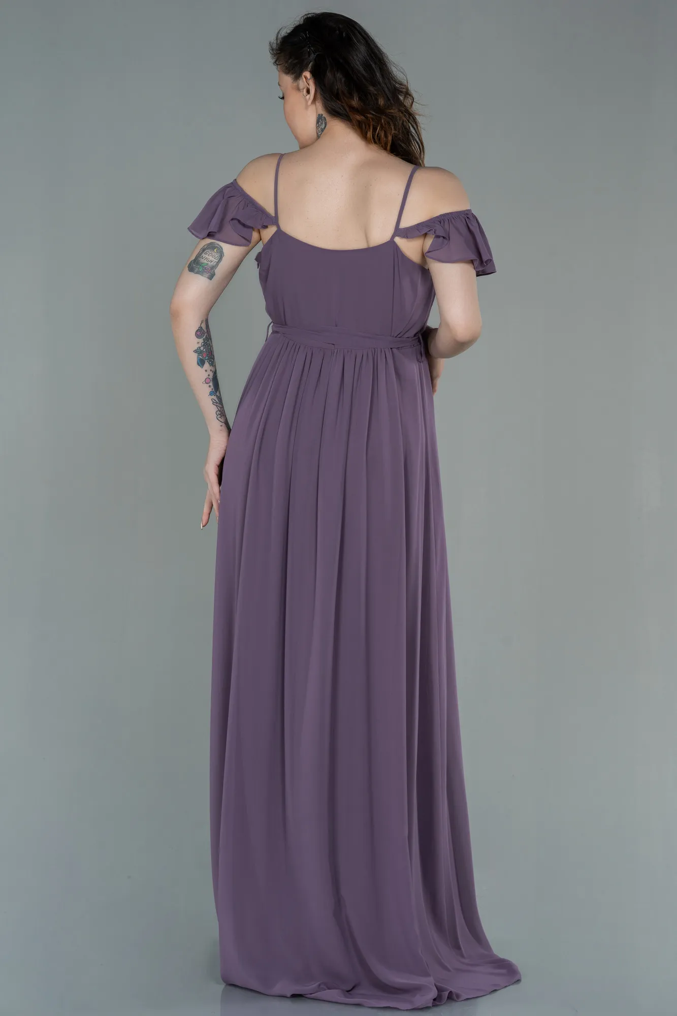 Rose Colored-Long Pregnancy Evening Dress ABU756