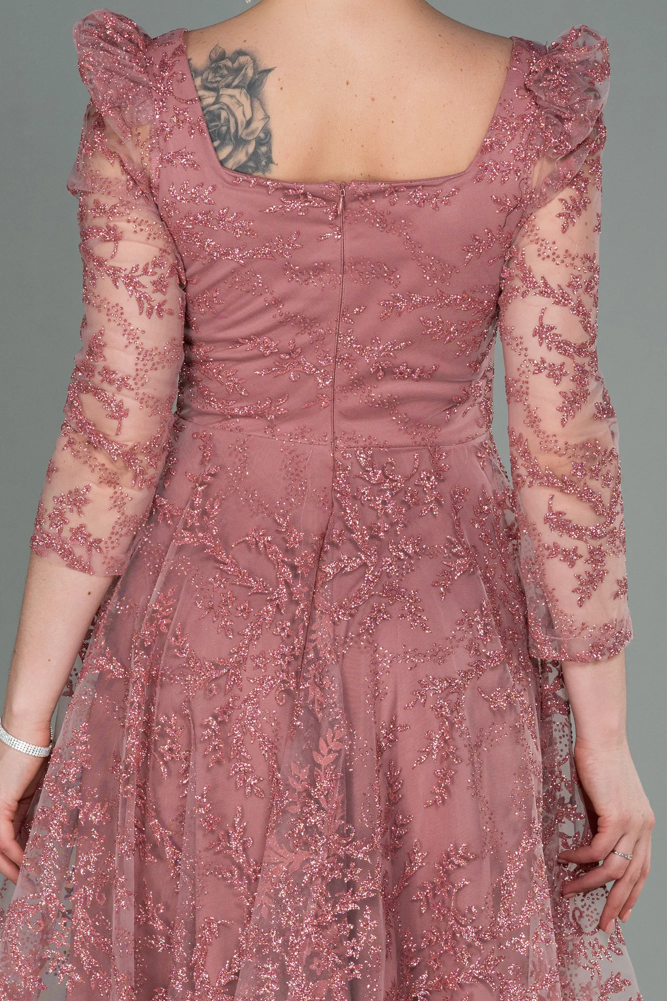 Rose Colored-Midi Invitation Dress ABK1668