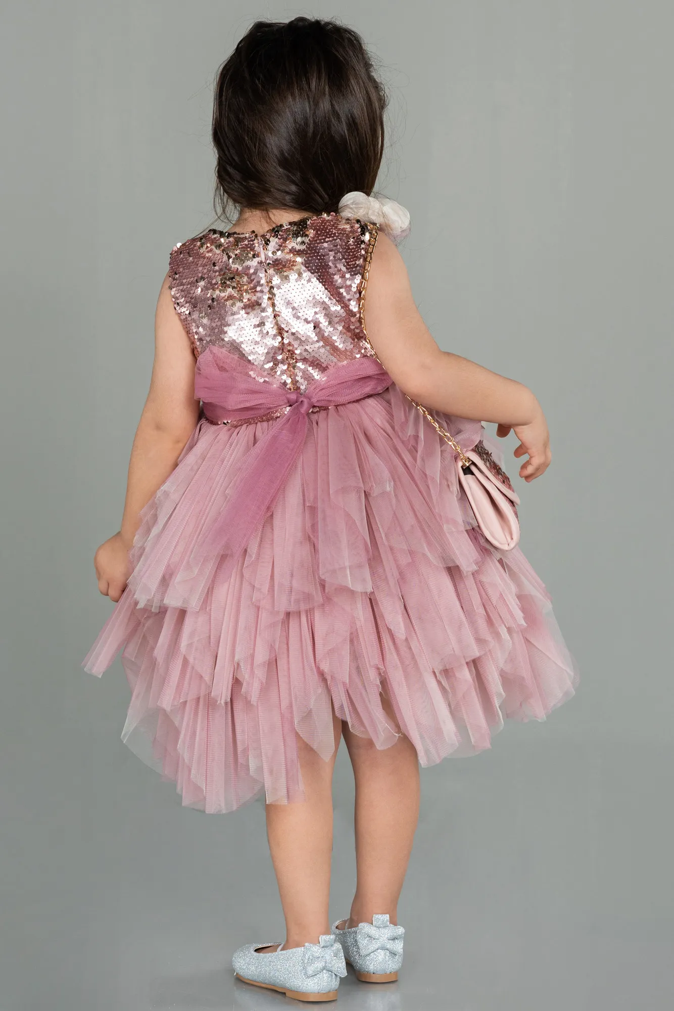 Rose Colored-Short Girl Dress ABK1485