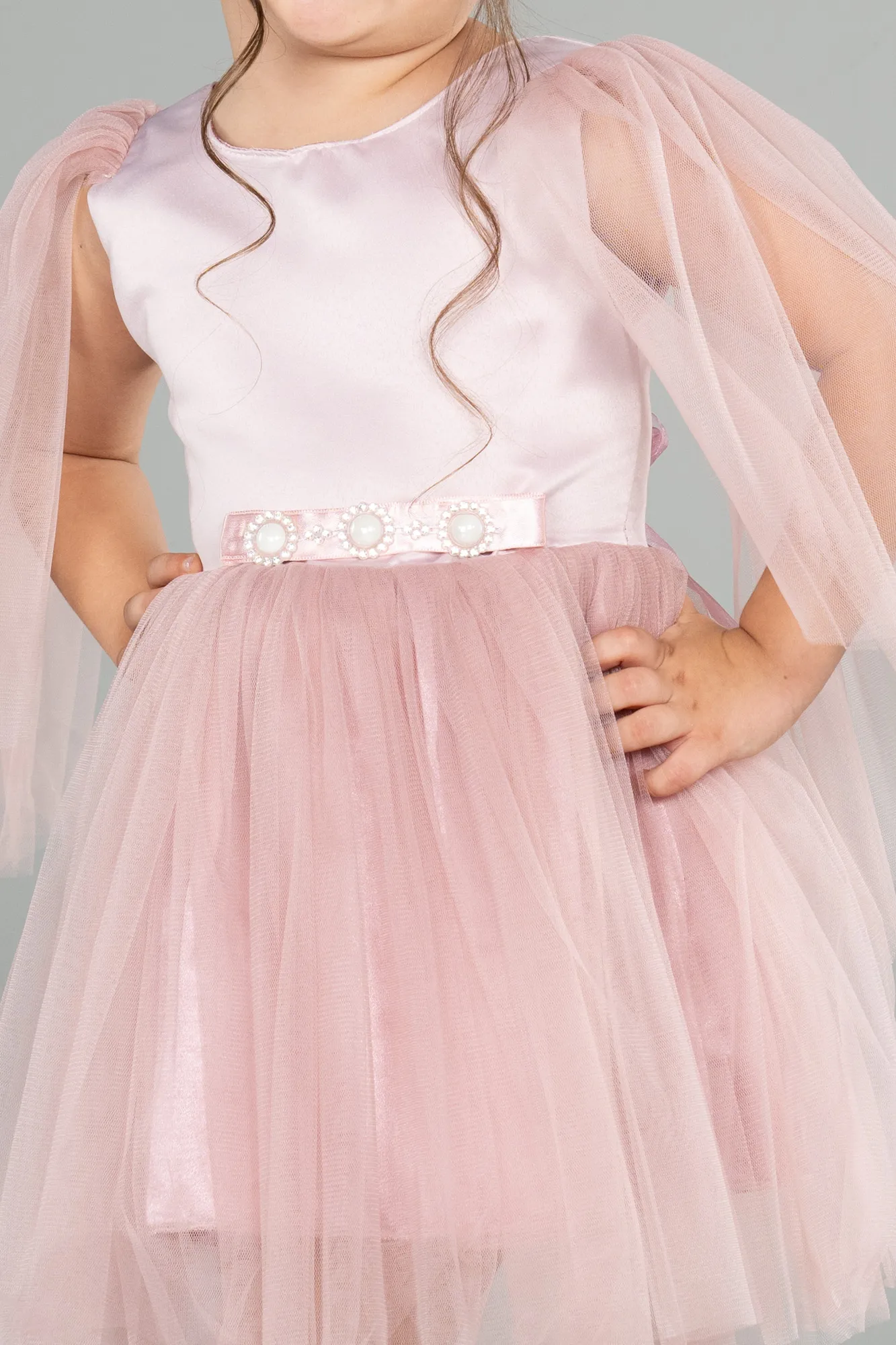 Rose Colored-Short Girl Dress ABK1797