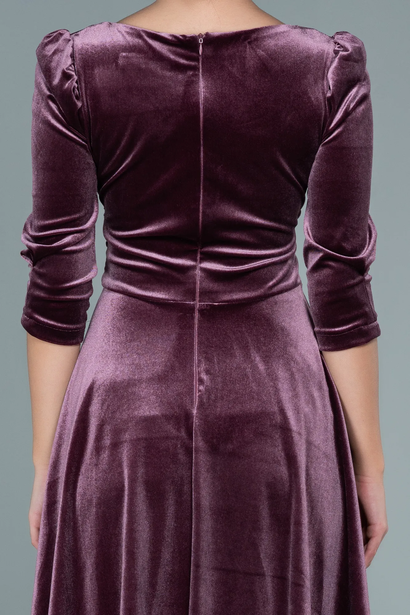 Rose Colored-Short Velvet Invitation Dress ABK1514