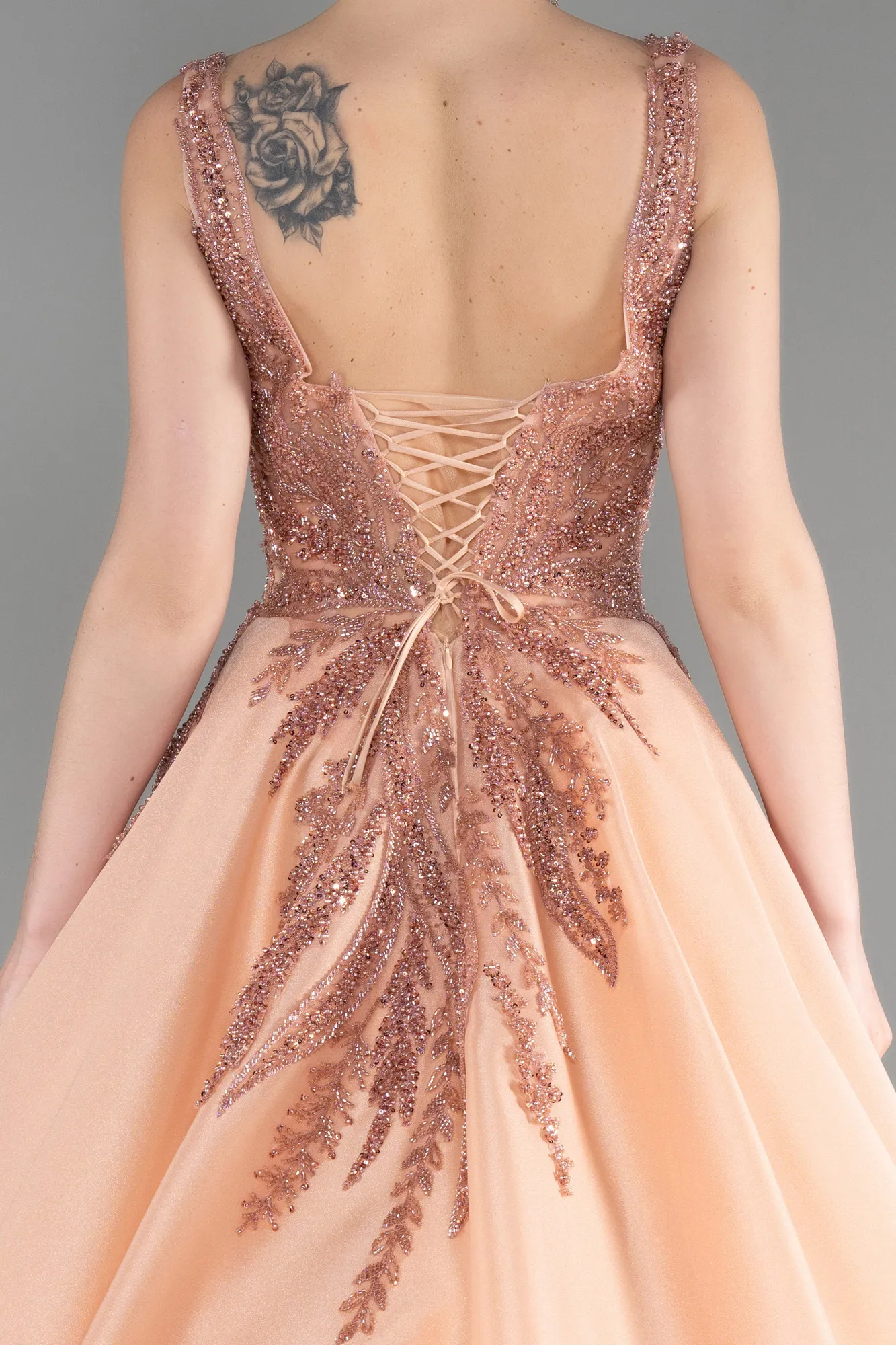 Salmon-Long Haute Couture Dress ABU3597