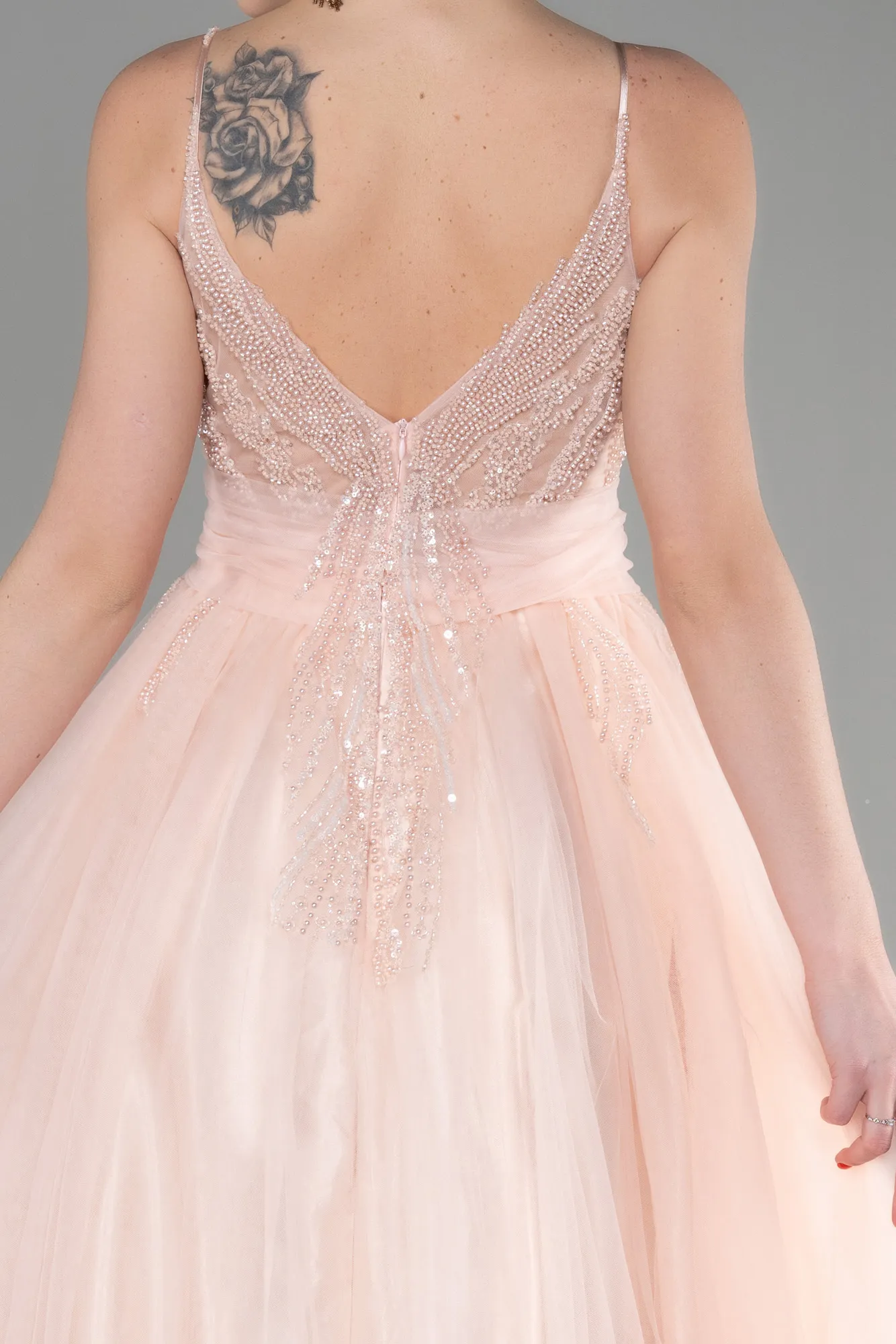 Salmon-Long Haute Couture Dress ABU3606
