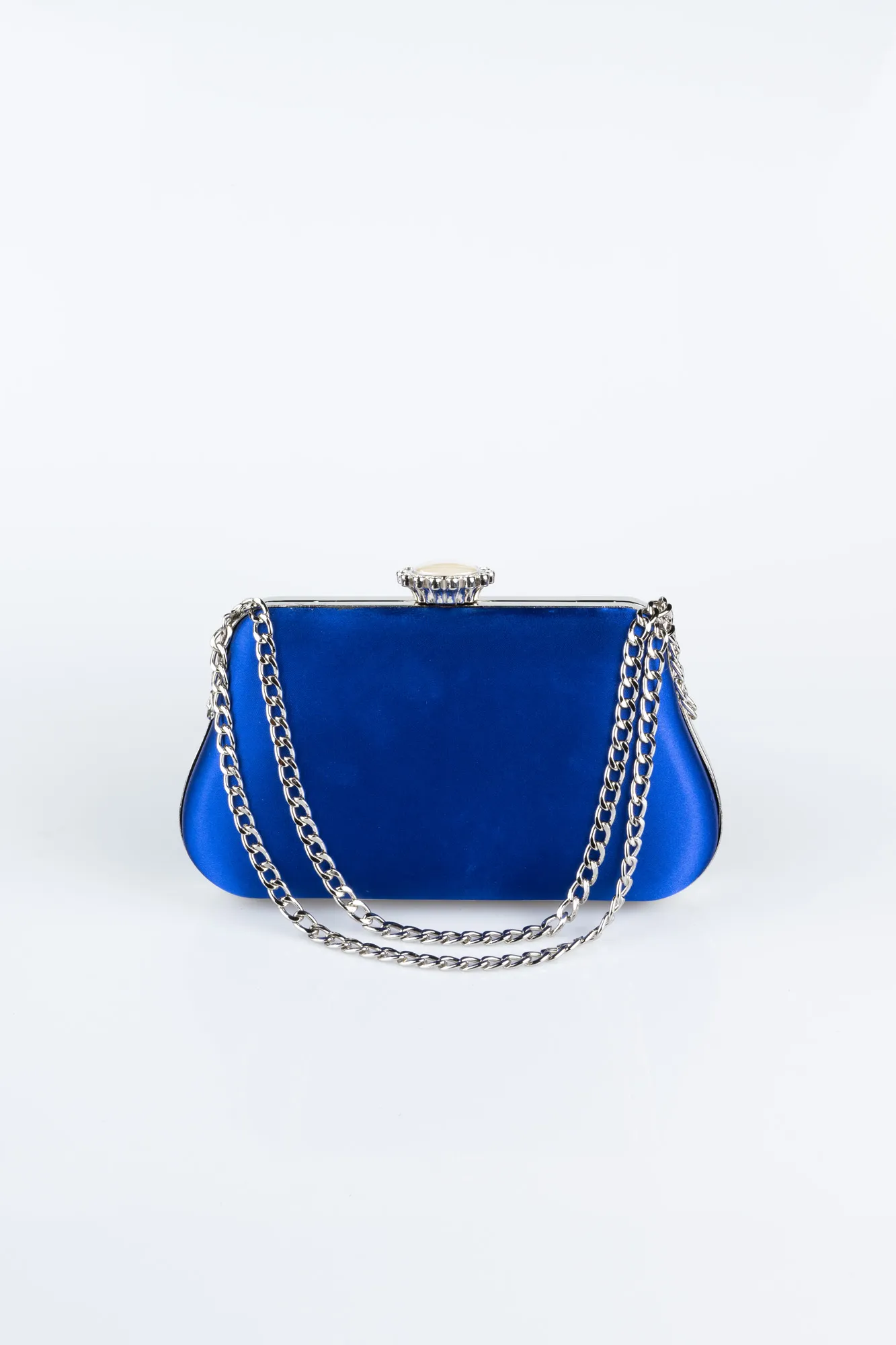 Sax Blue-Silver-Satin Night Bag SH834