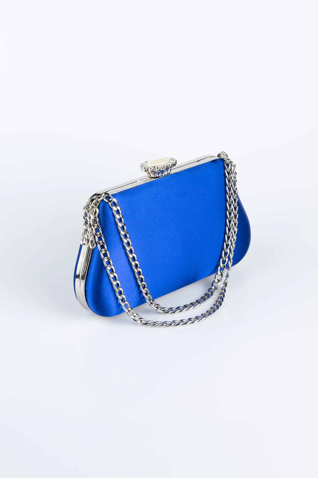 Sax Blue-Silver-Satin Night Bag SH834