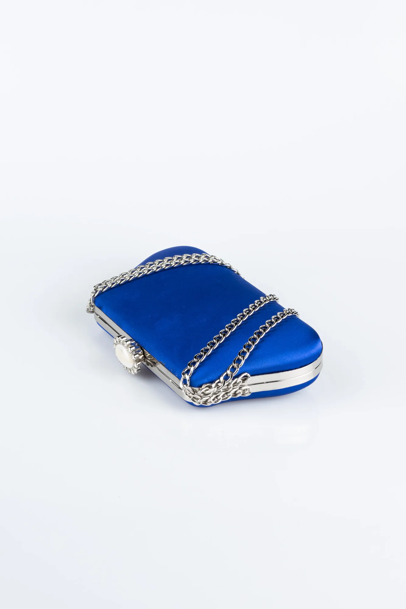 Sax Blue-Silver-Satin Night Bag SH834