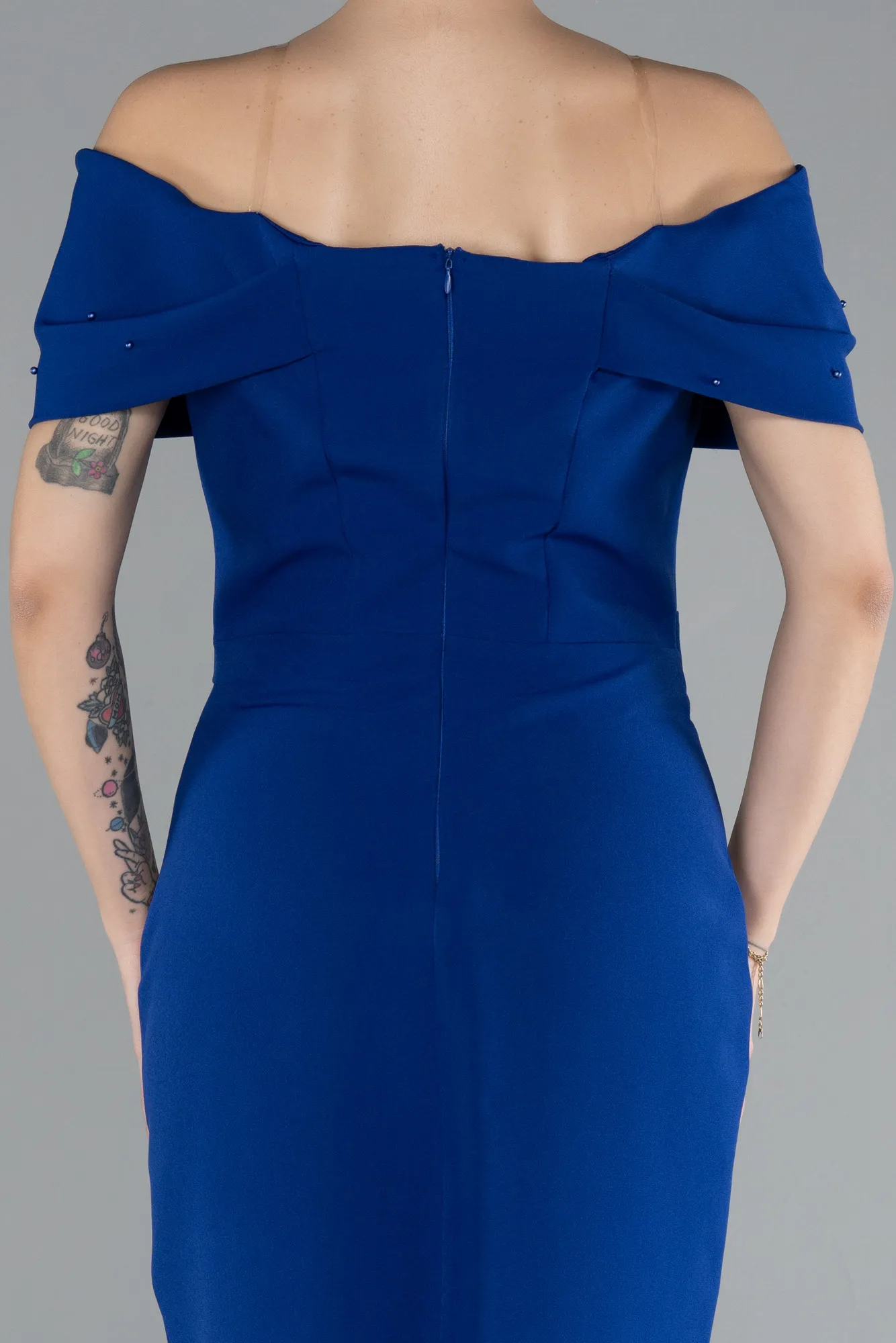 Sax Blue-Boat Neck Midi Invitation Dress ABK2203