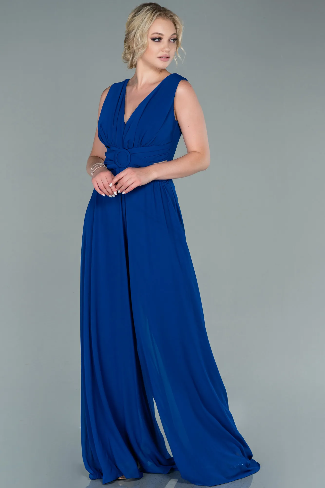 Sax Blue-Chiffon Invitation Dress ABT075