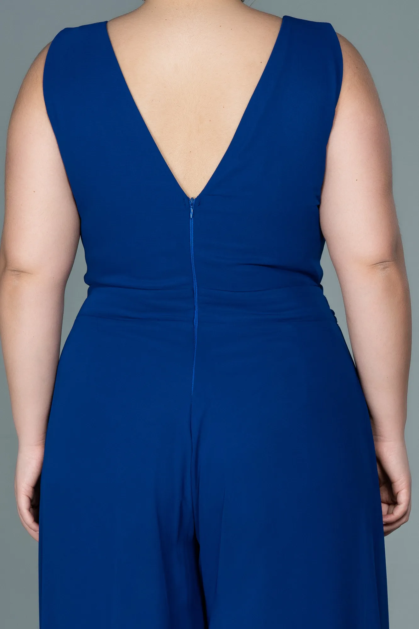 Sax Blue-Chiffon Plus Size Evening Dress ABT082