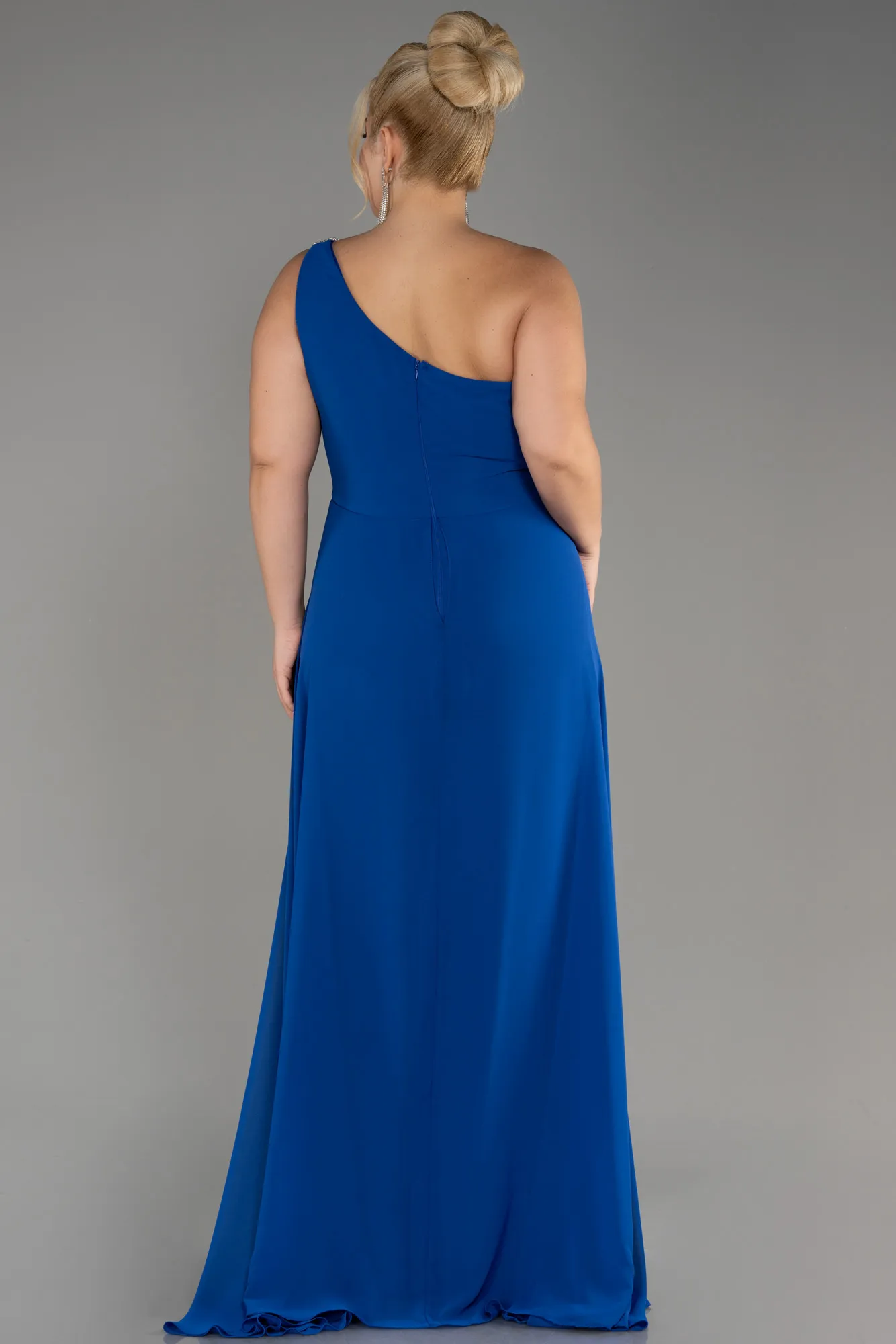 Sax Blue-Chiffon Plus Size Evening Dress Jumpsuit ABT119