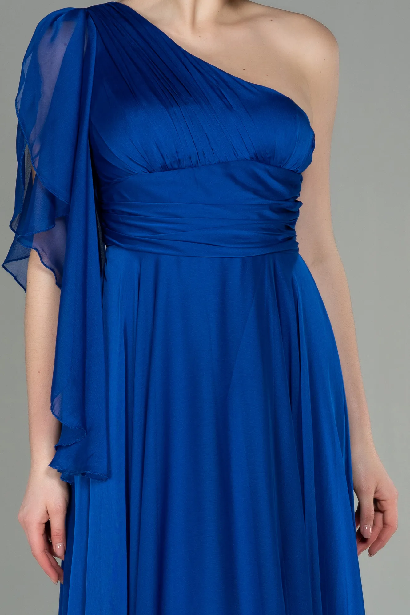Sax Blue-Long Chiffon Evening Dress ABU3449