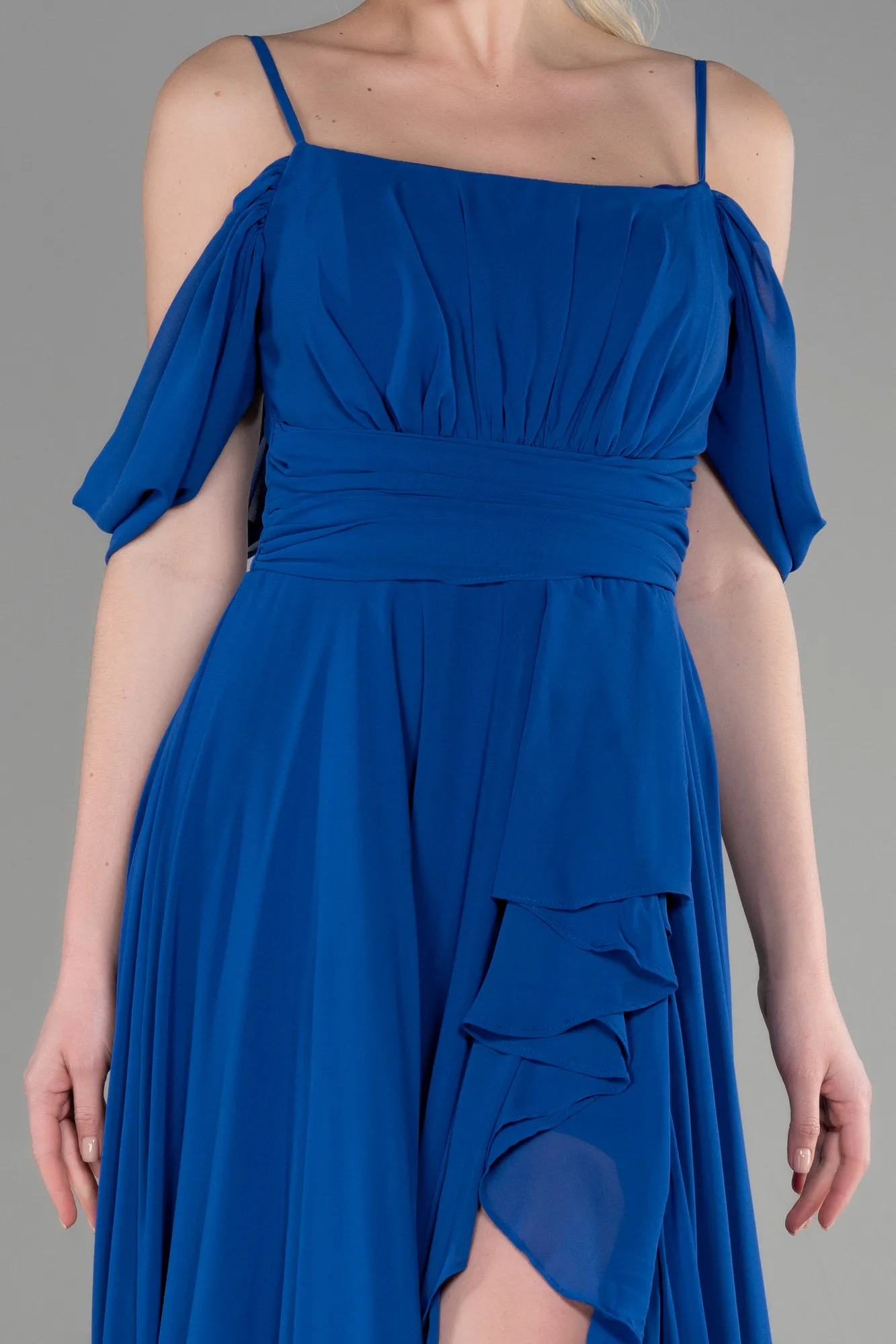 Sax Blue-Long Chiffon Evening Dress ABU3591