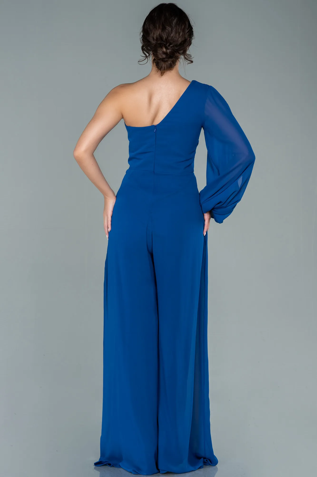 Sax Blue-Long Chiffon Invitation Dress ABT078