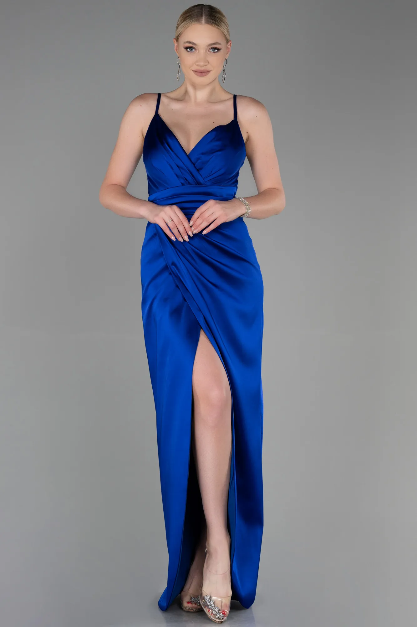 Sax Blue-Long Engagement Dress ABU564