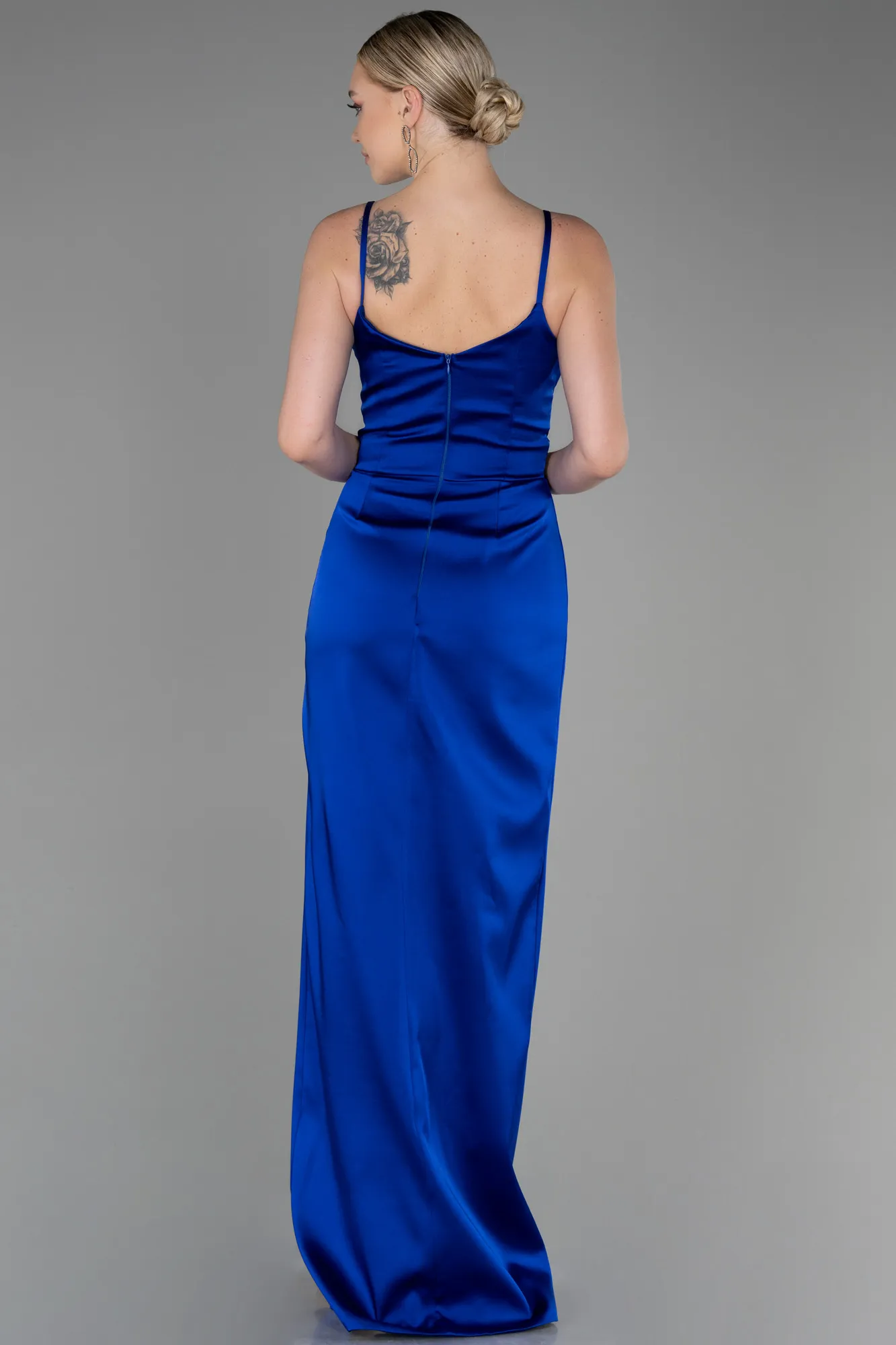 Sax Blue-Long Engagement Dress ABU564